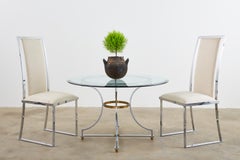 Set of Six Pierre Cardin Flat Bar Chrome Dining Chairs