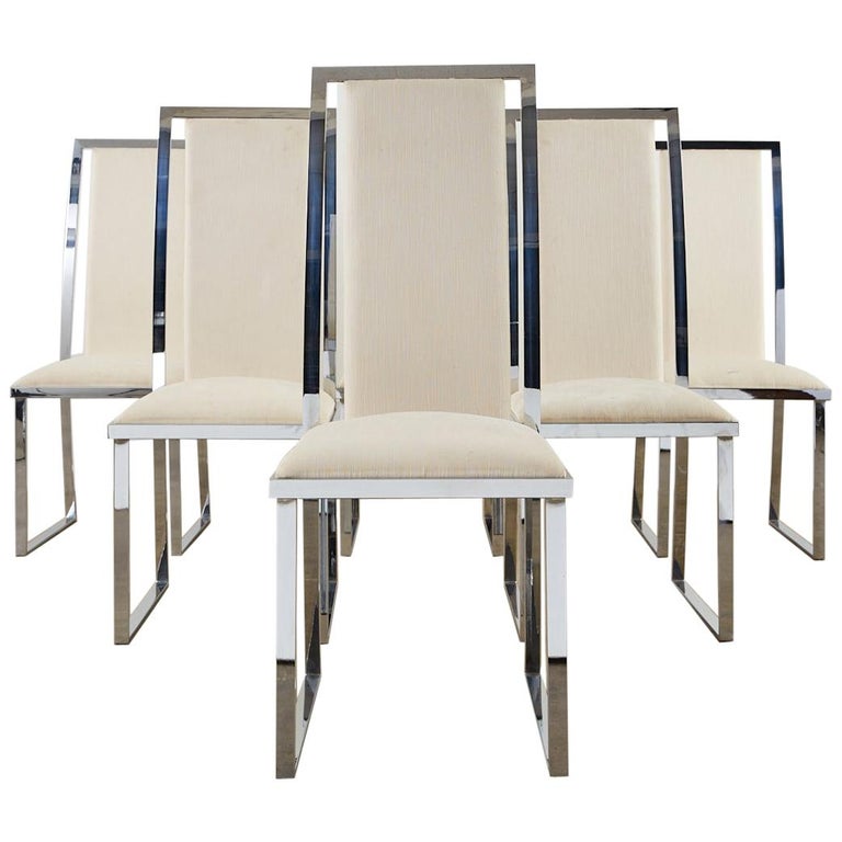 Set of Six Pierre Cardin Flat Bar Chrome Dining Chairs For Sale at 1stDibs  | pierre cardin dining chairs, dining chair chrome, dining chairs chrome
