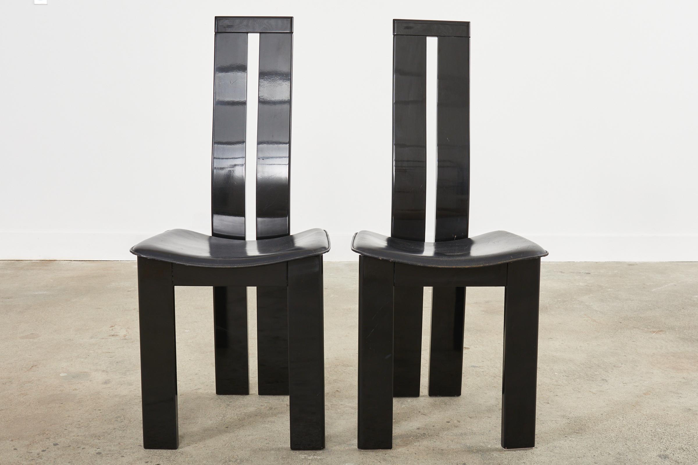 Set of Six Pietro Costantini Post Modern Lacquered Dining Chairs For Sale 5