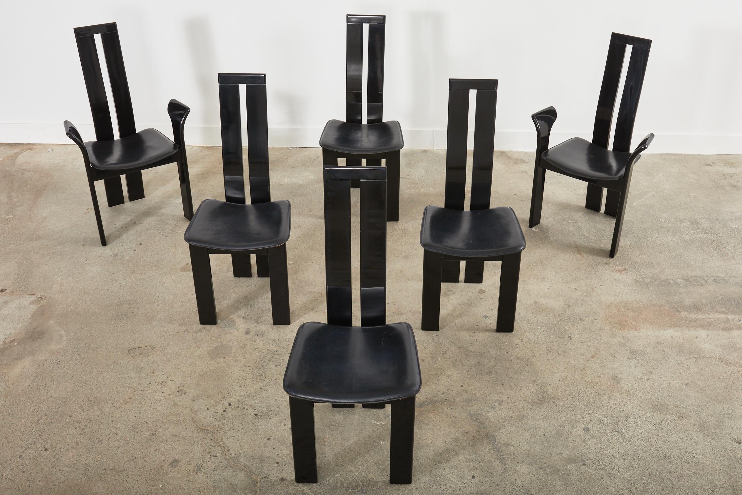 Post-Modern Set of Six Pietro Costantini Post Modern Lacquered Dining Chairs For Sale