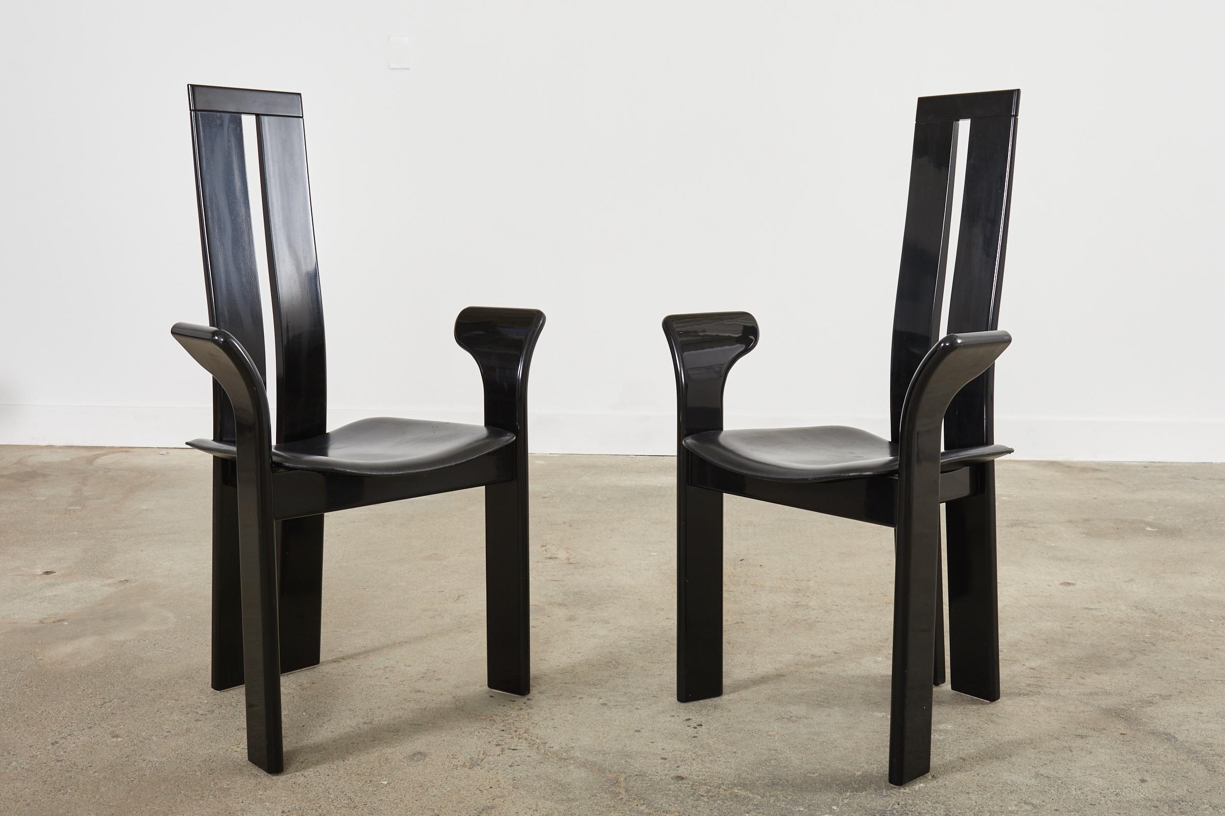 Italian Set of Six Pietro Costantini Post Modern Lacquered Dining Chairs For Sale