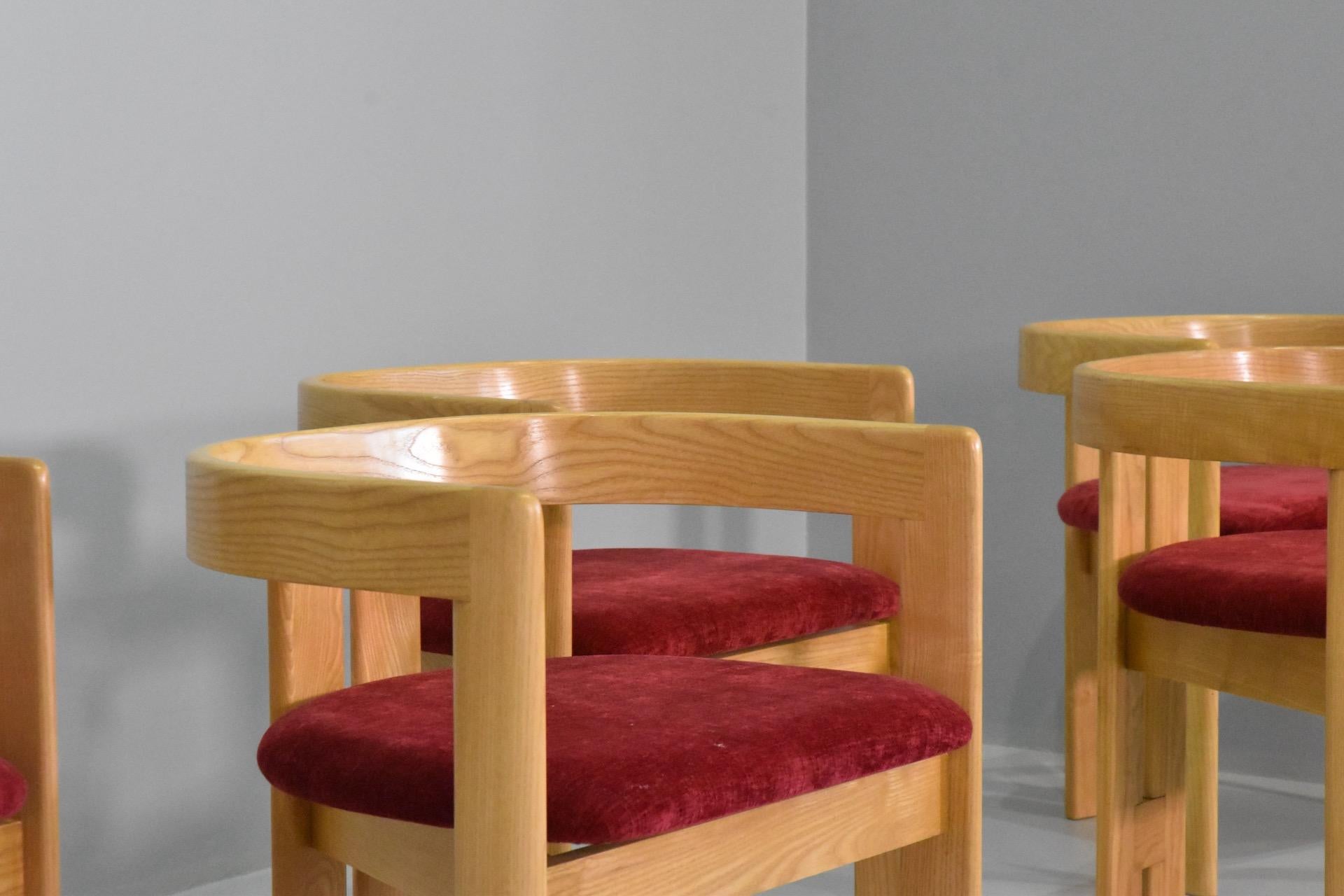 Mid-Century Modern Set of Six Pigreco Chairs by Afra & Tobia Scarpa for Gavina, Italy, 1960s For Sale