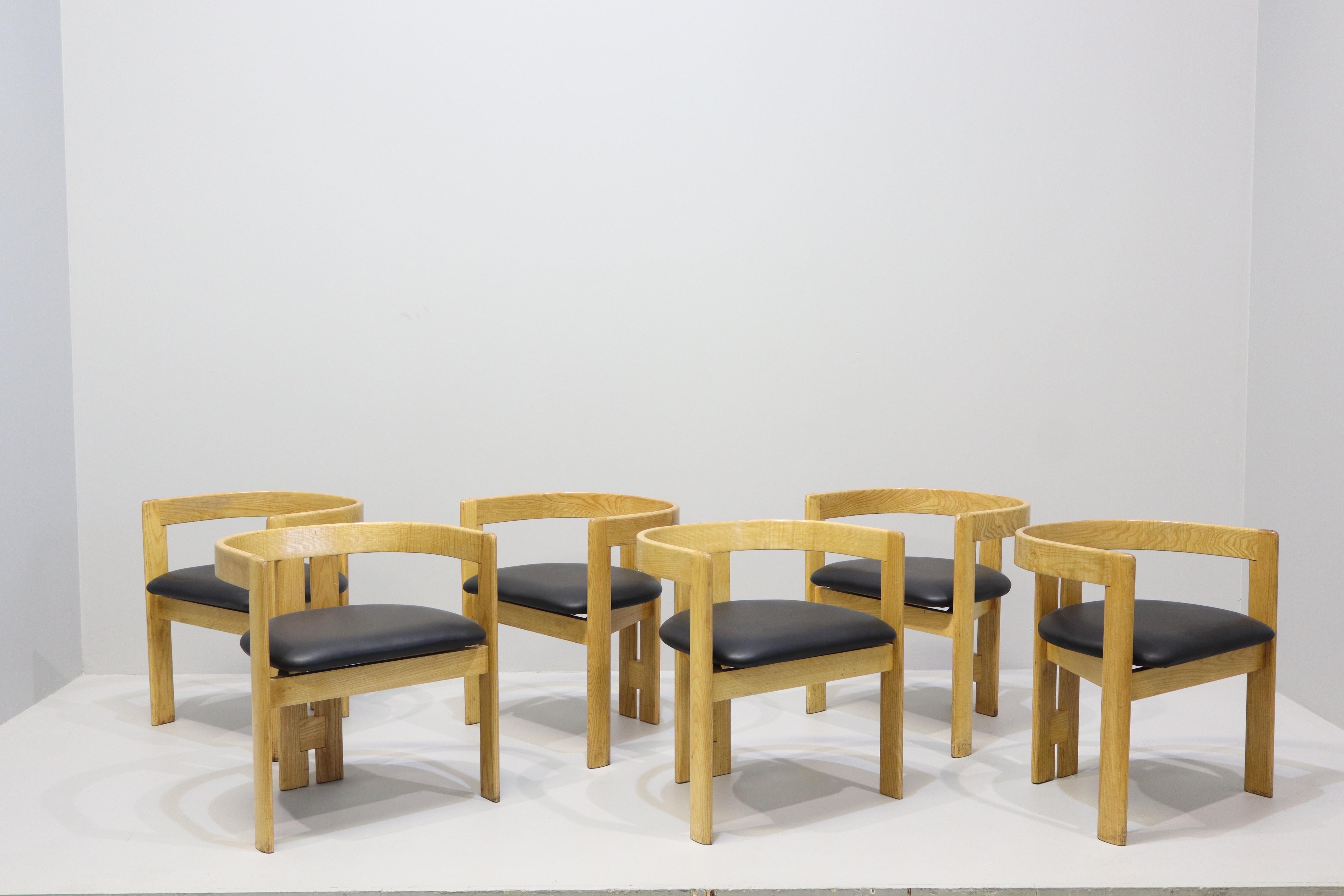 Mid-Century Modern Set of Six Pigreco Chairs by Afra & Tobia Scarpa for Gavina, Italy, 1960s For Sale