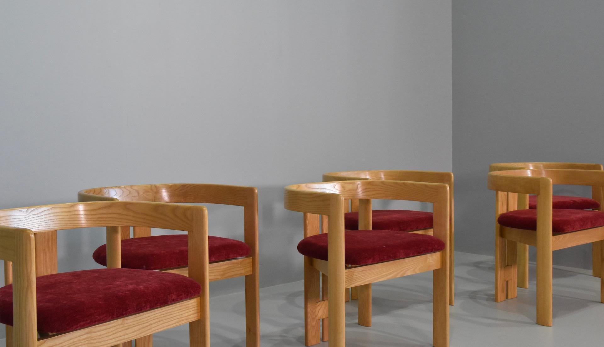 Italian Set of Six Pigreco Chairs by Afra & Tobia Scarpa for Gavina, Italy, 1960s For Sale