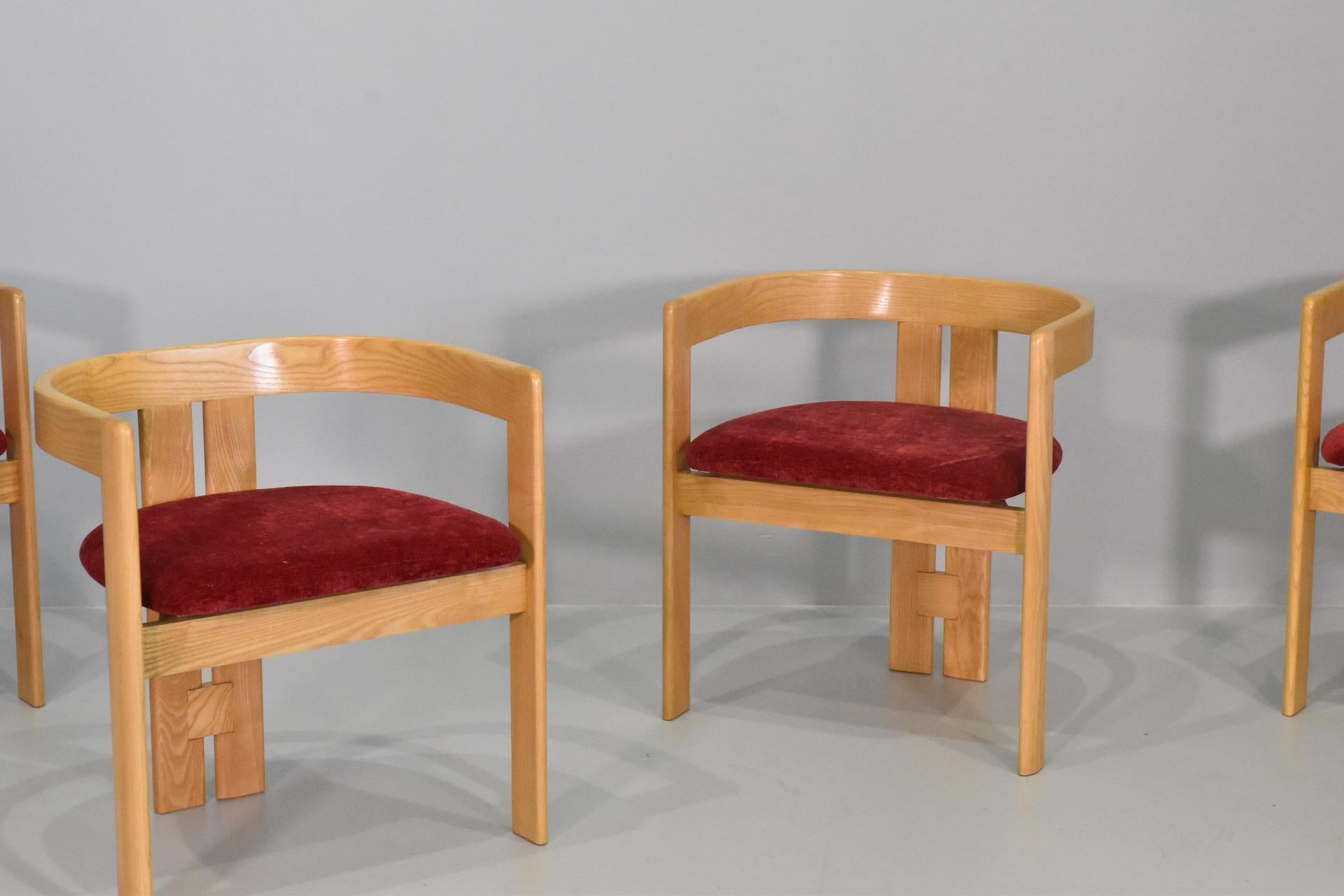 Wood Set of Six Pigreco Chairs by Afra & Tobia Scarpa for Gavina, Italy, 1960s For Sale