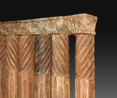 Set of Six Pillars, Wood, Stone, India, 19th Century