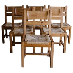 Set of Six Pine Dining Chairs from Sweden, circa 1960