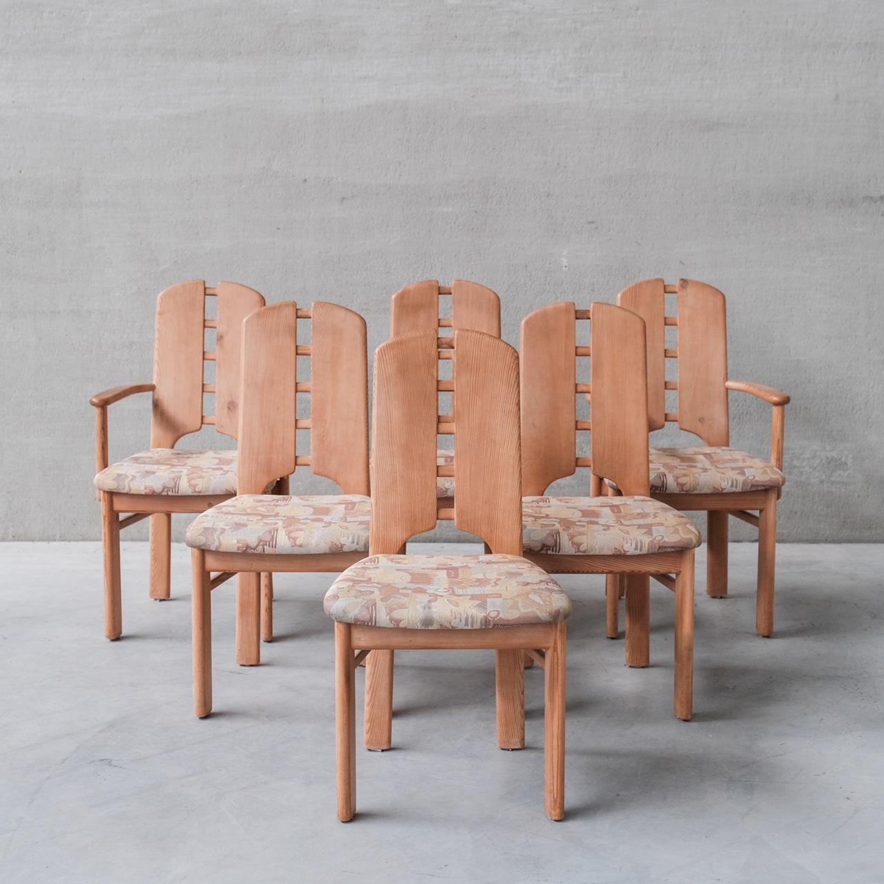 Set of Six Pine Mid-Century Danish Dining Chairs 6