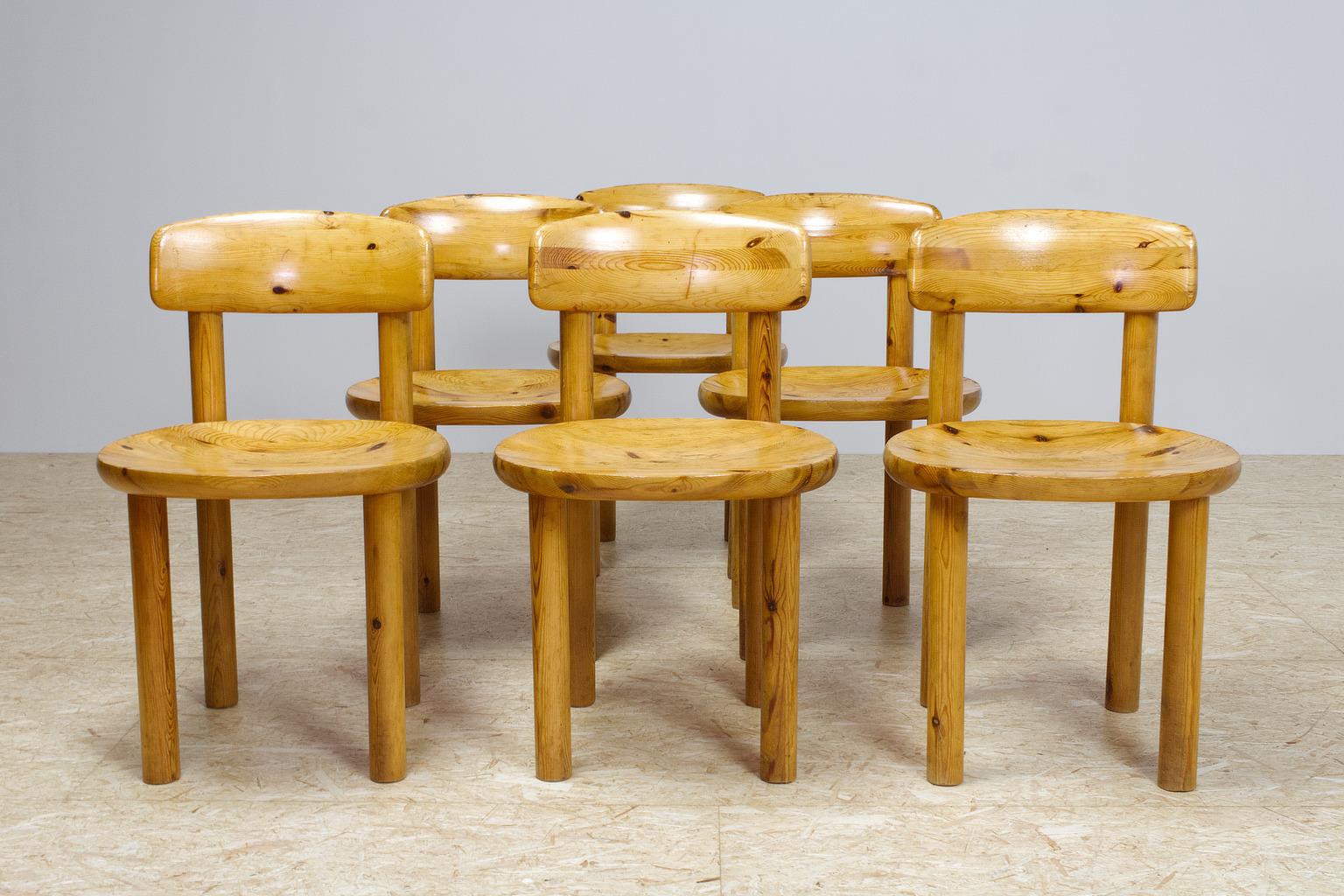 Danish Set of Six Pine Wooden Chairs by Rainer Daumiller for Hirtshals Savvaerk, 1970s