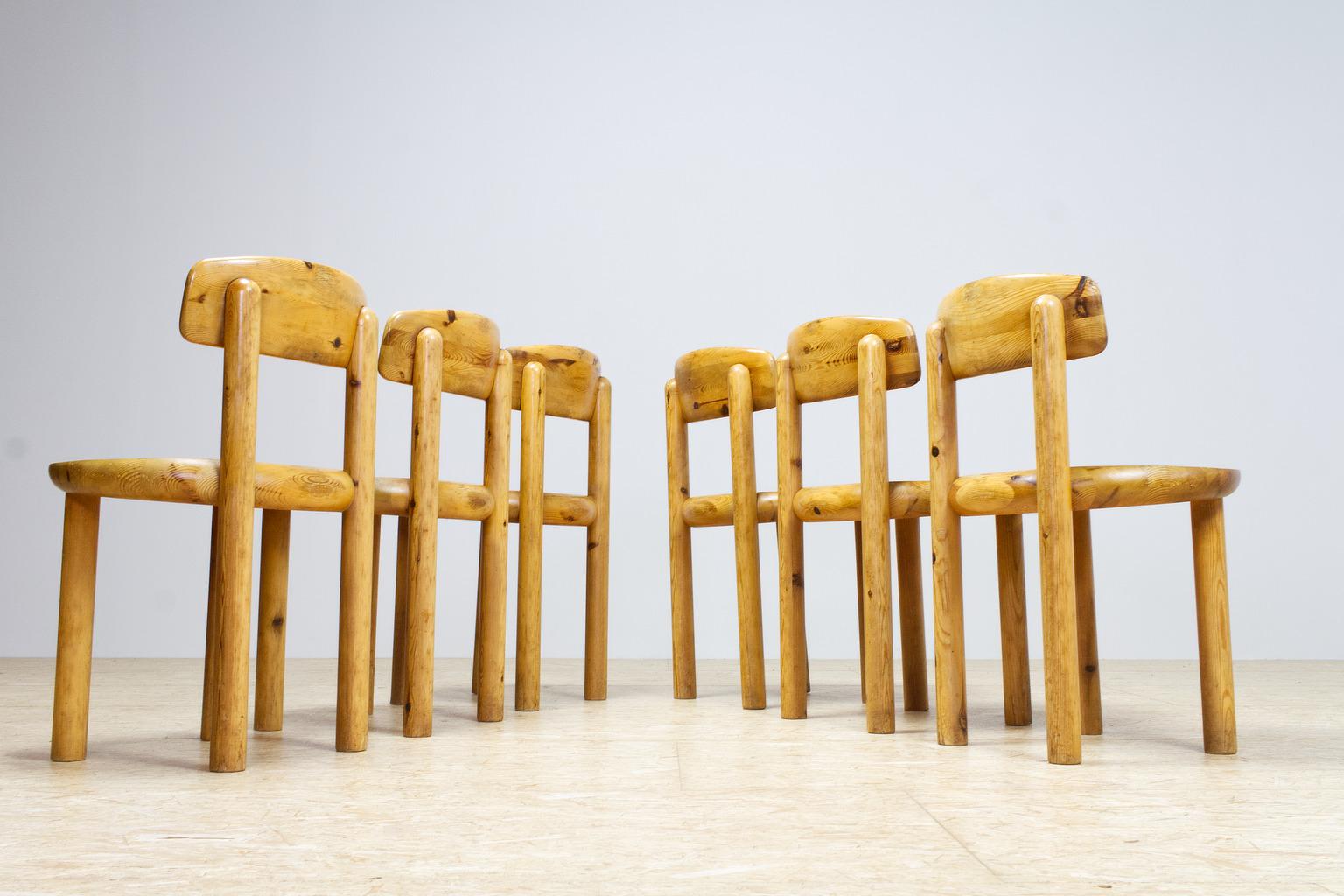 Set of Six Pine Wooden Chairs by Rainer Daumiller for Hirtshals Savvaerk, 1970s In Good Condition In Beek en Donk, NL