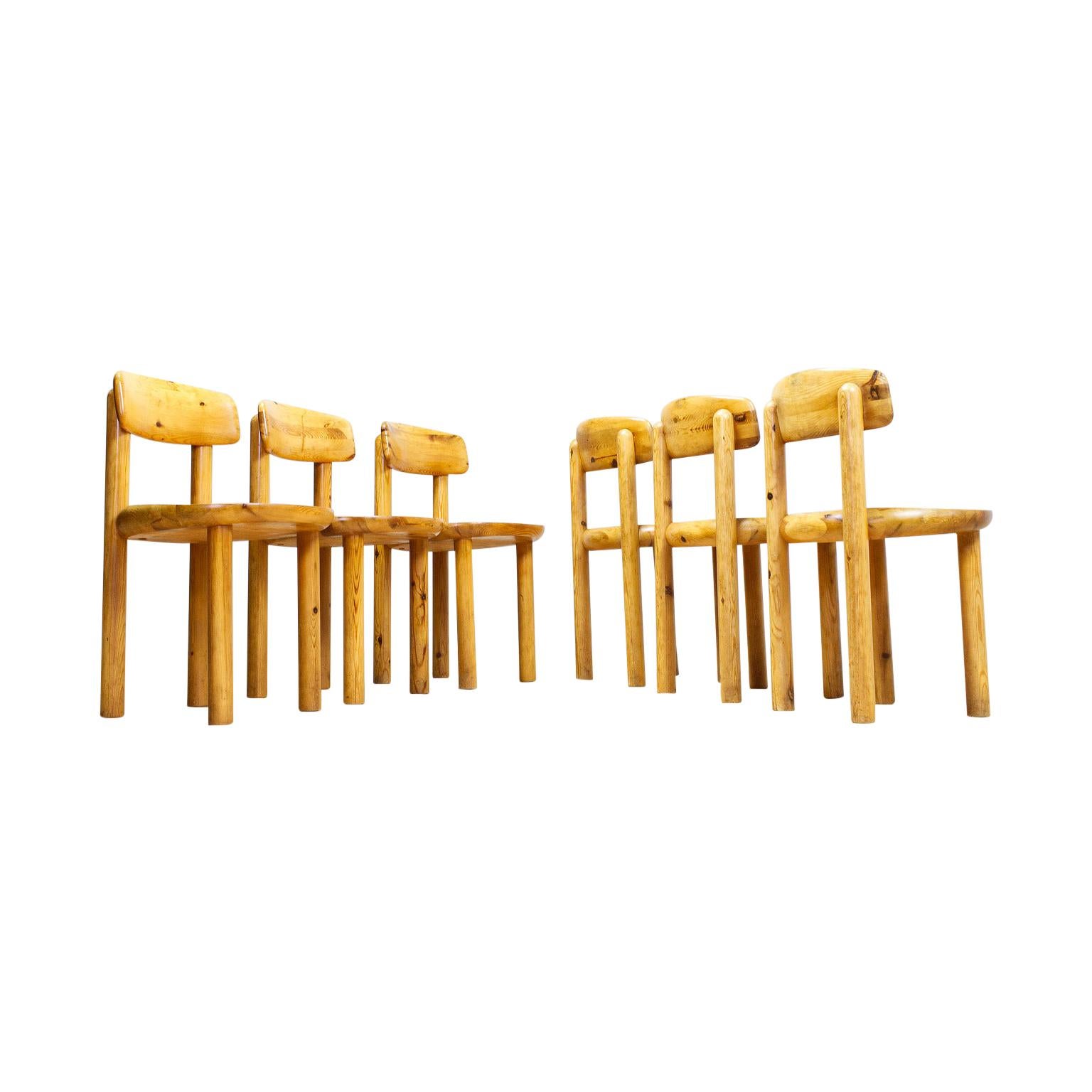 Set of Six Pine Wooden Chairs by Rainer Daumiller for Hirtshals Savvaerk, 1970s