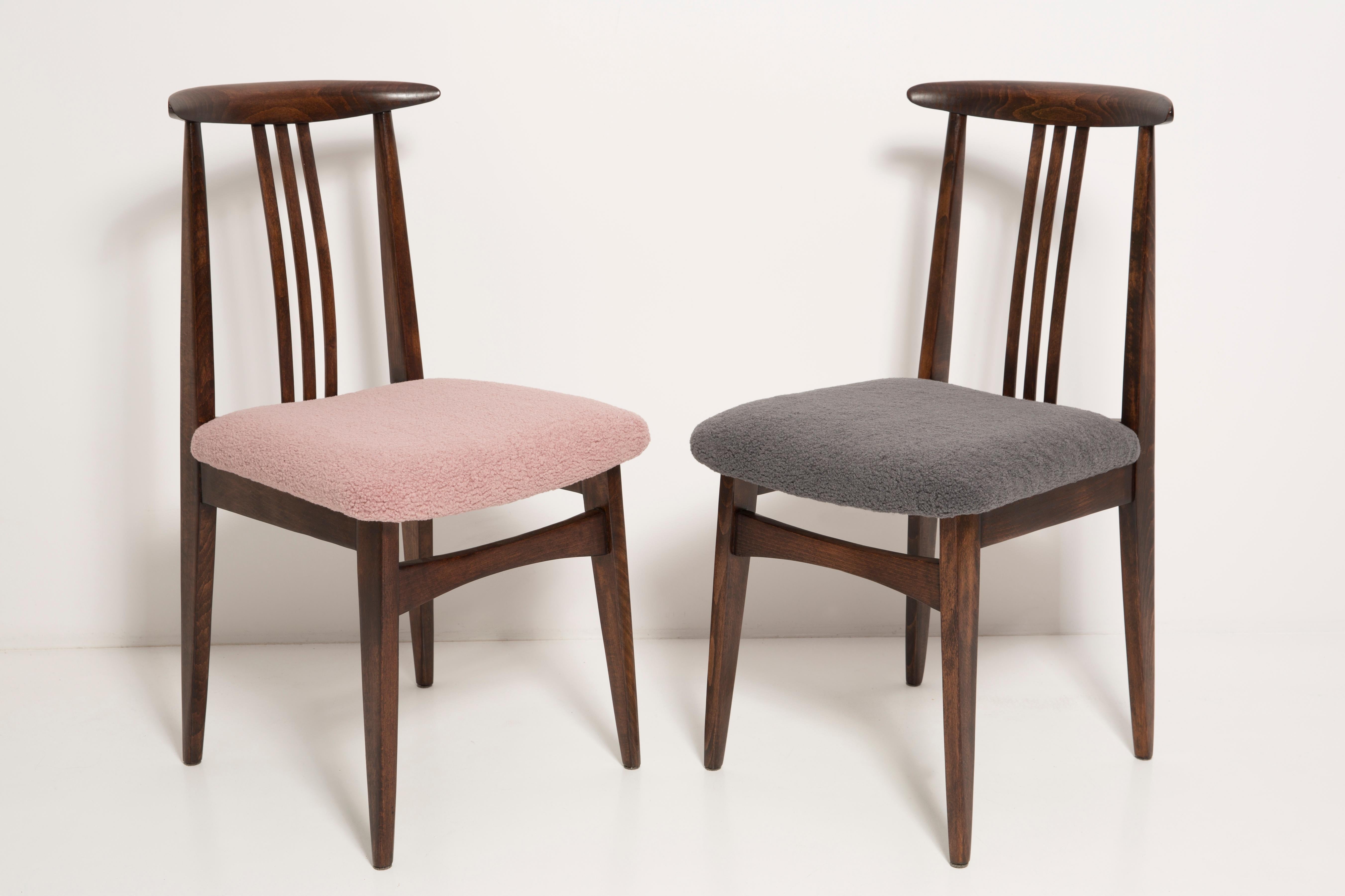 Set aus sechs rosa Boucle-Stühlen von Zielinski, Polen, 1960er Jahre im Zustand „Hervorragend“ im Angebot in 05-080 Hornowek, PL