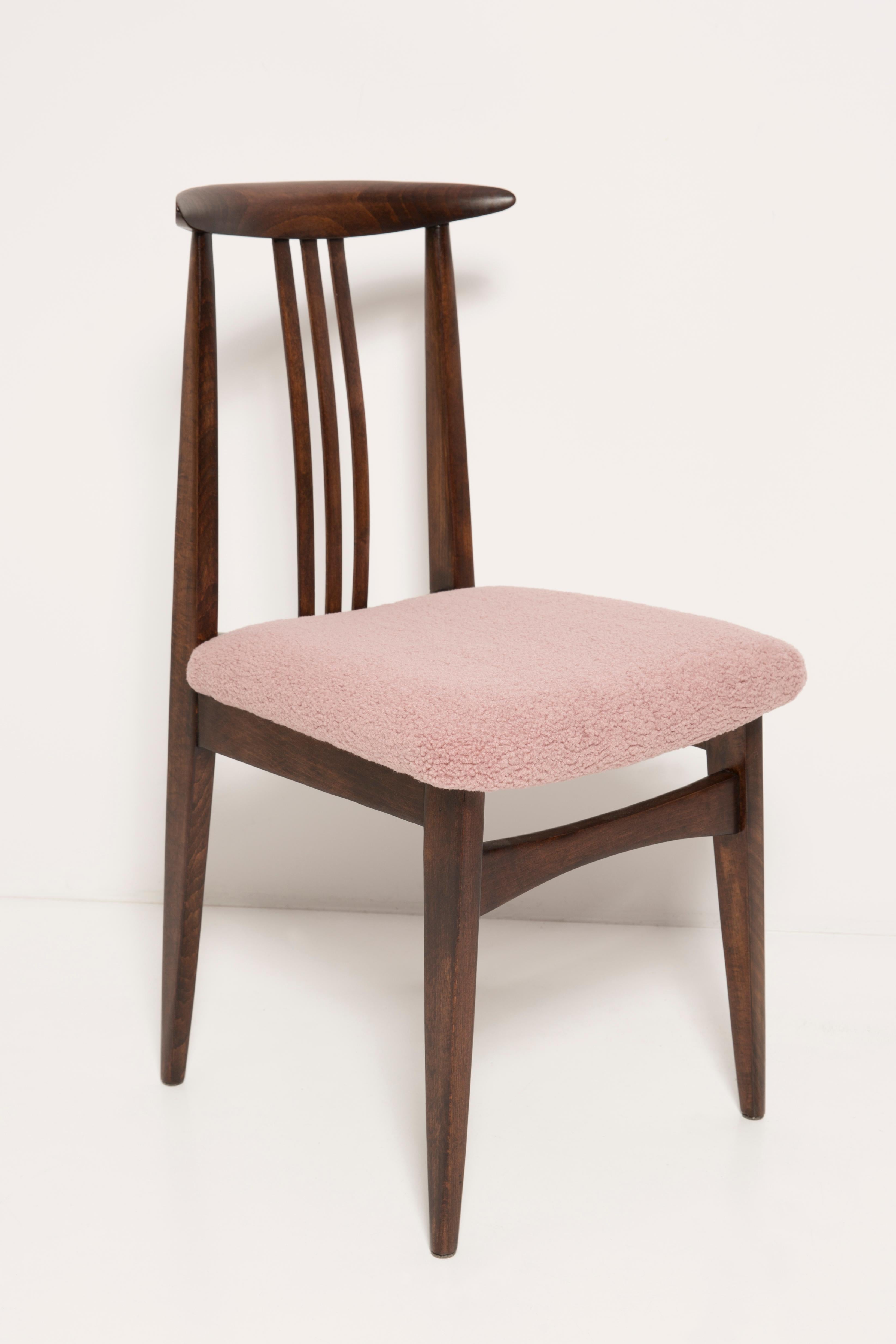 20th Century Set of Six Pink Boucle Chairs, by Zielinski, Poland, 1960s For Sale