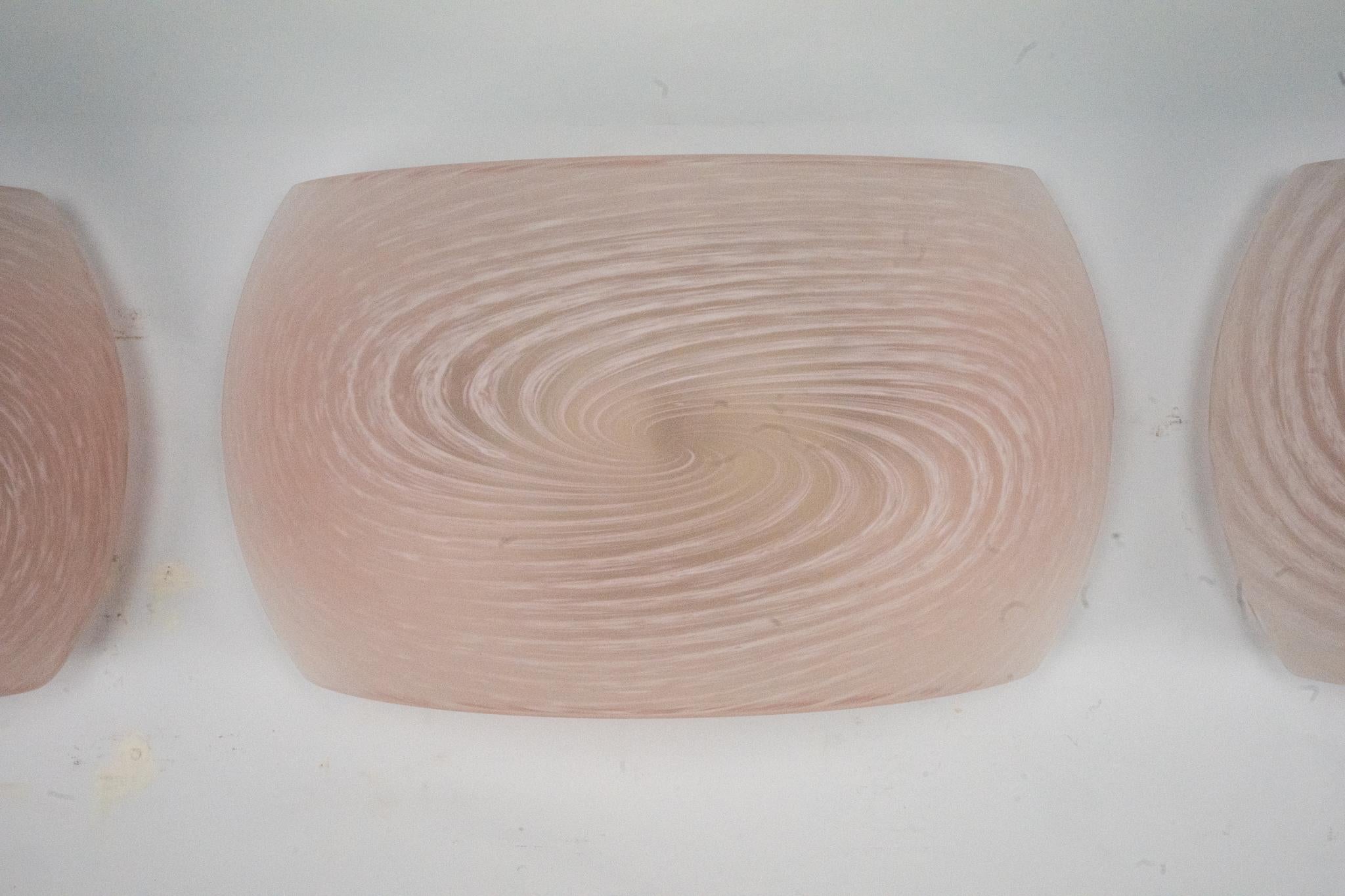 Conjunto de seis apliques de cristal de murano rosa. Italia Años 70 en venta 3