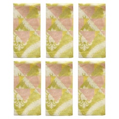 Set de seis servilletas de voile de lino verde pistacho con diseño "Ornamental Crush