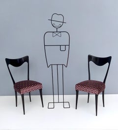 Set of Six Plum Purple Patterned Fabric Chairs by Carlo Enrico Rava, Italy 1950s