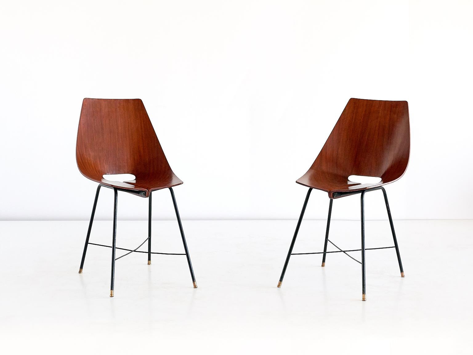 Italian Set of Six Dining Chairs by Societá Compensati Curvati, Italy, 1959