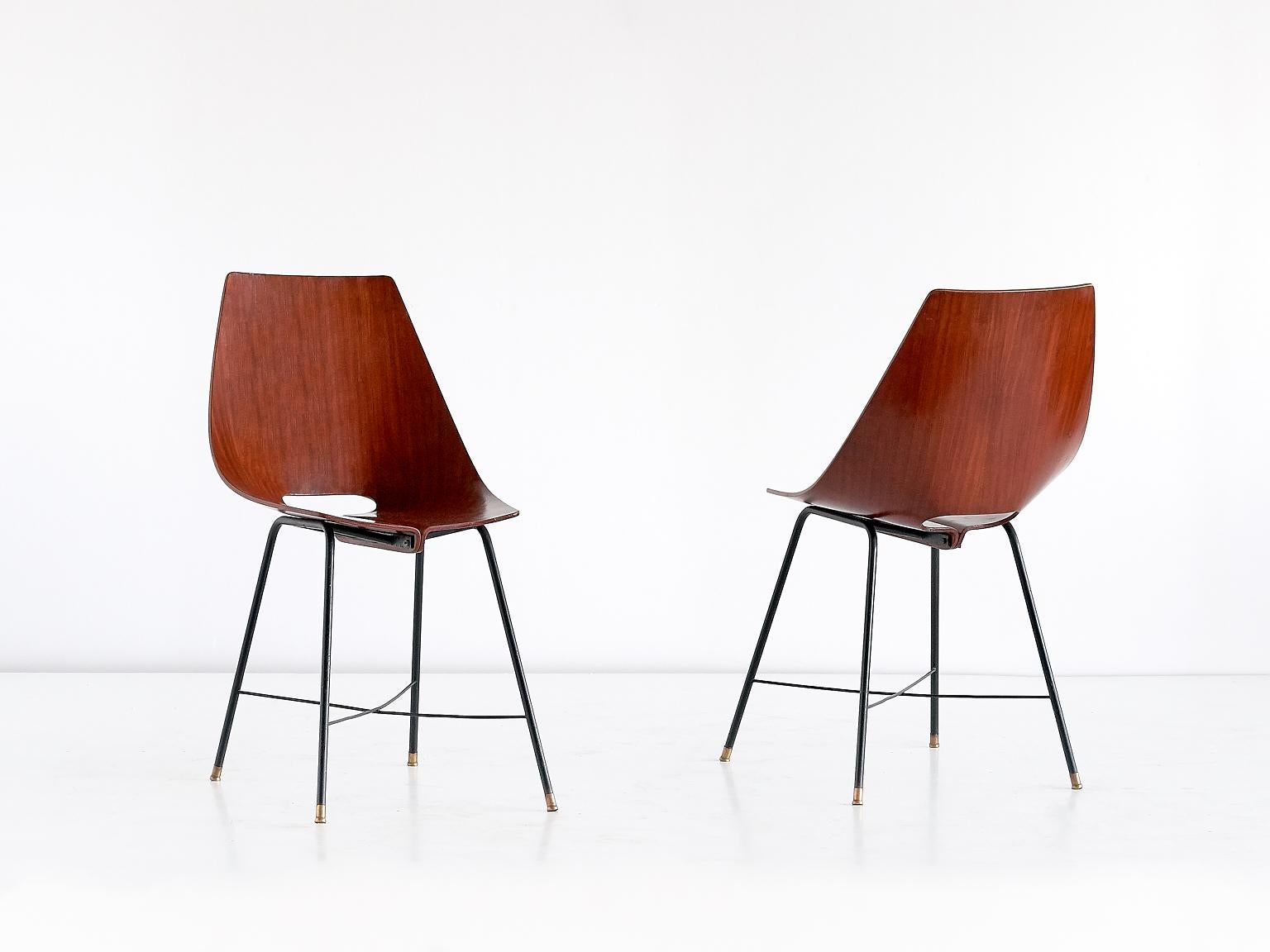 Mid-20th Century Set of Six Dining Chairs by Societá Compensati Curvati, Italy, 1959