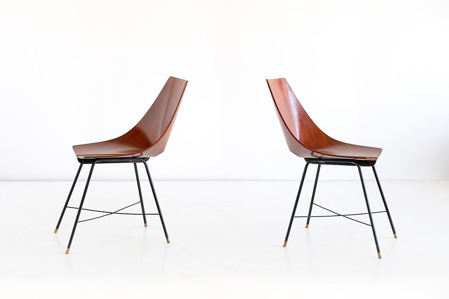 Set of Six Dining Chairs by Societá Compensati Curvati, Italy, 1959 1