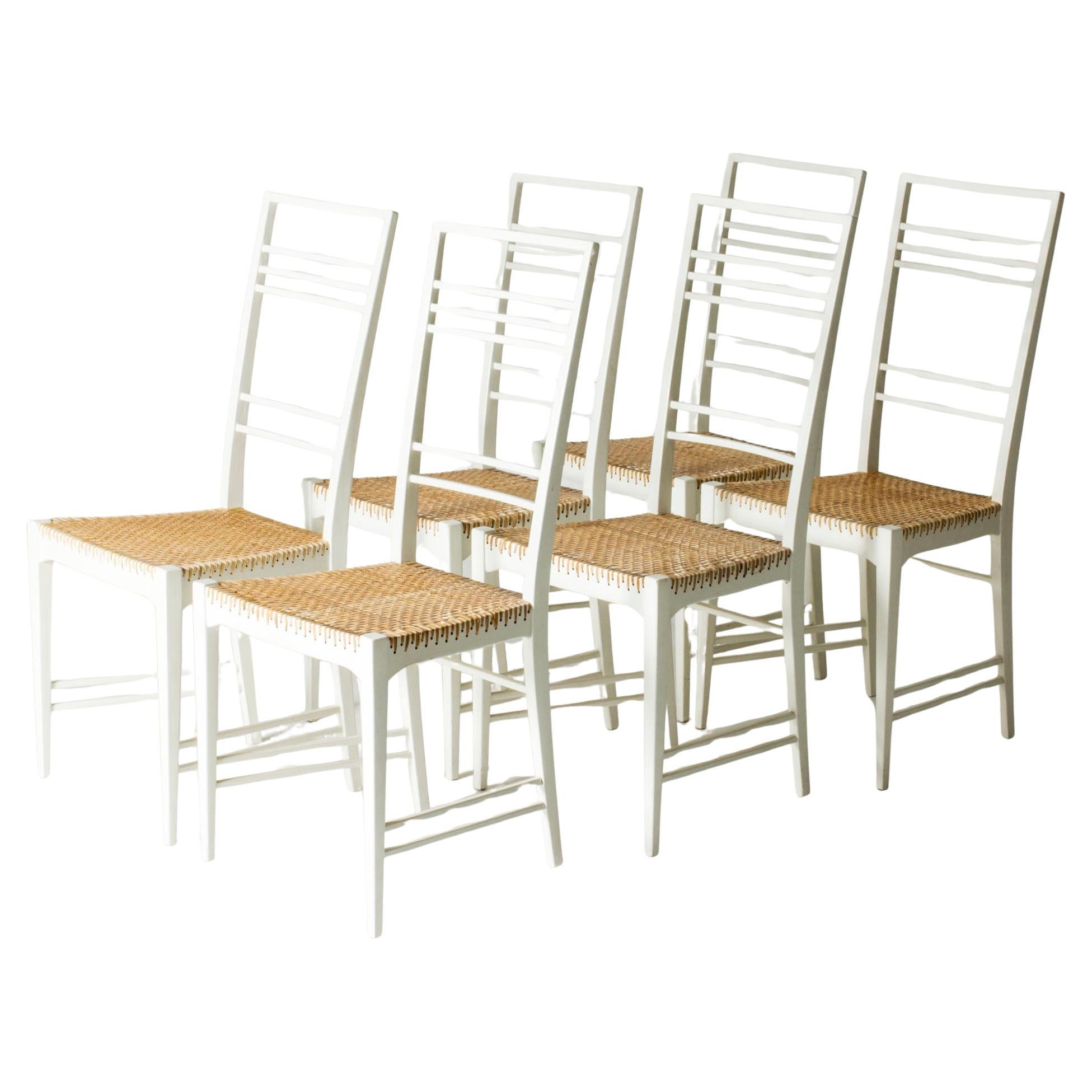 Ensemble de six chaises de salle à manger "Poem" par Erik Chambert, Suède, années 1950