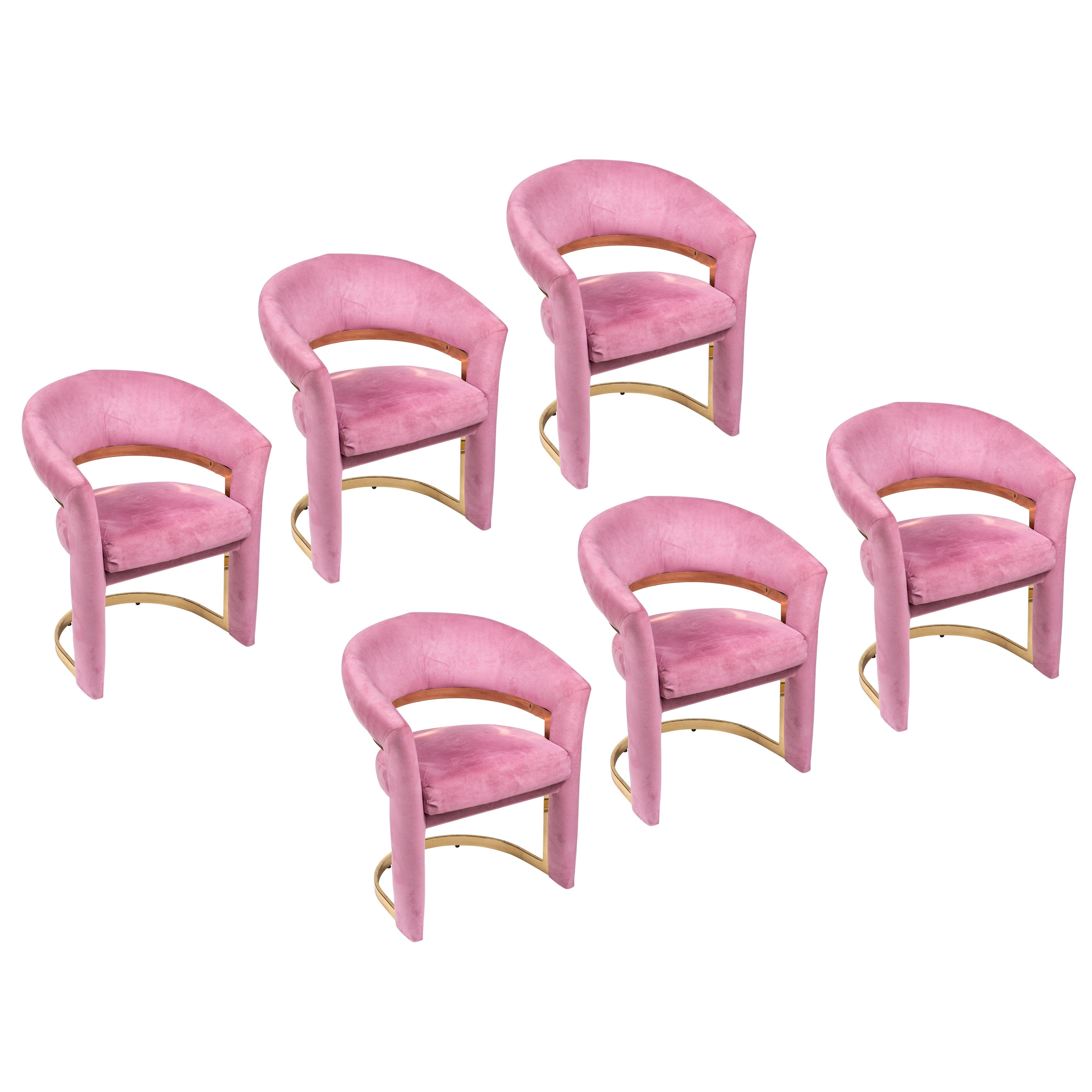 Set of Six Polished Brass Dining Chairs by Carson of High Point