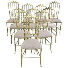 Set of Six Polished Gilt Brass Chiavari Ballroom Chairs