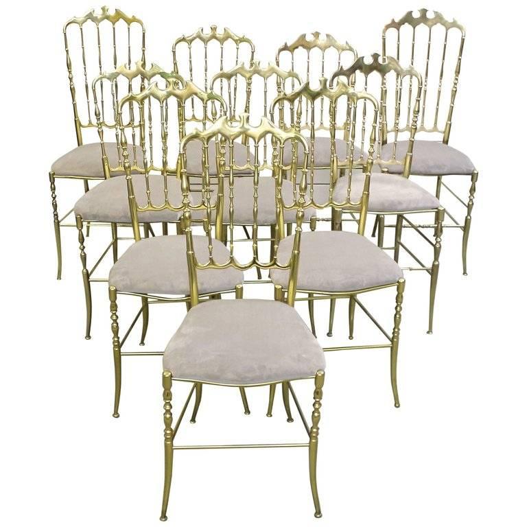 Set of Six Polished Gilt Brass Chiavari Ballroom Chairs at 1stDibs