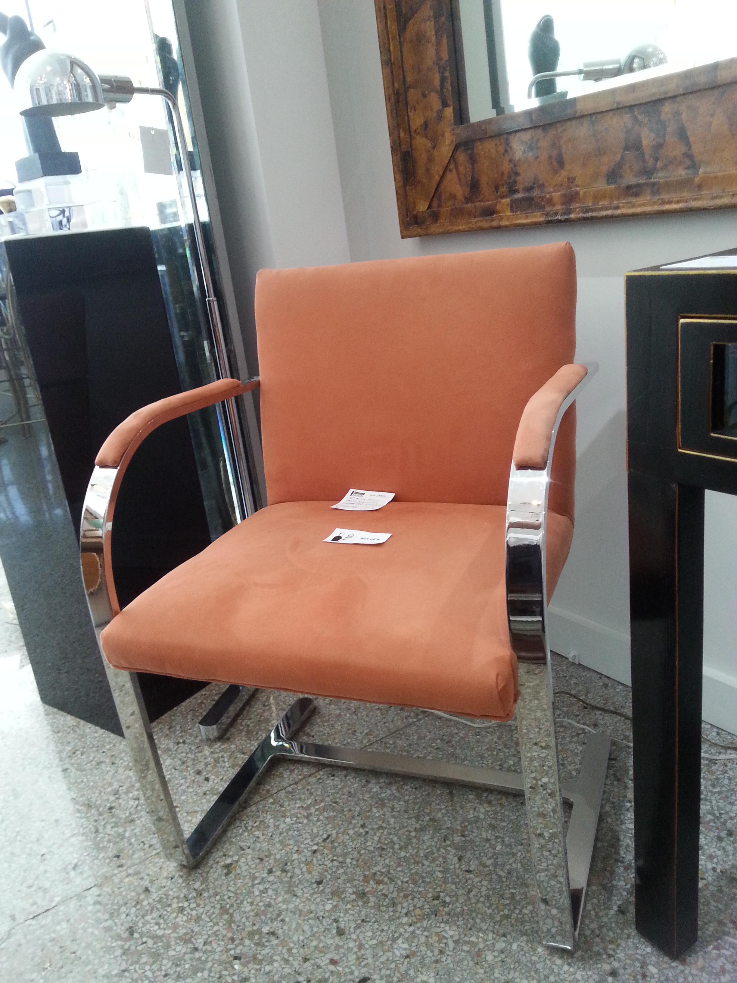 Set of Six Polished Steel Brno Arm Chairs by Brueton 5