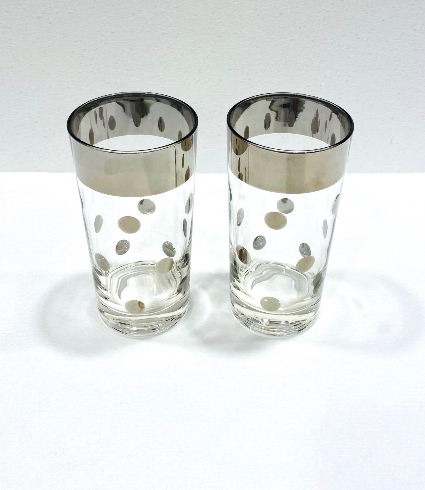 Set of Six Polka Dot Barware Glasses with Silver Overlay by Dorothy Thorpe, 1960 In Good Condition In Fort Lauderdale, FL