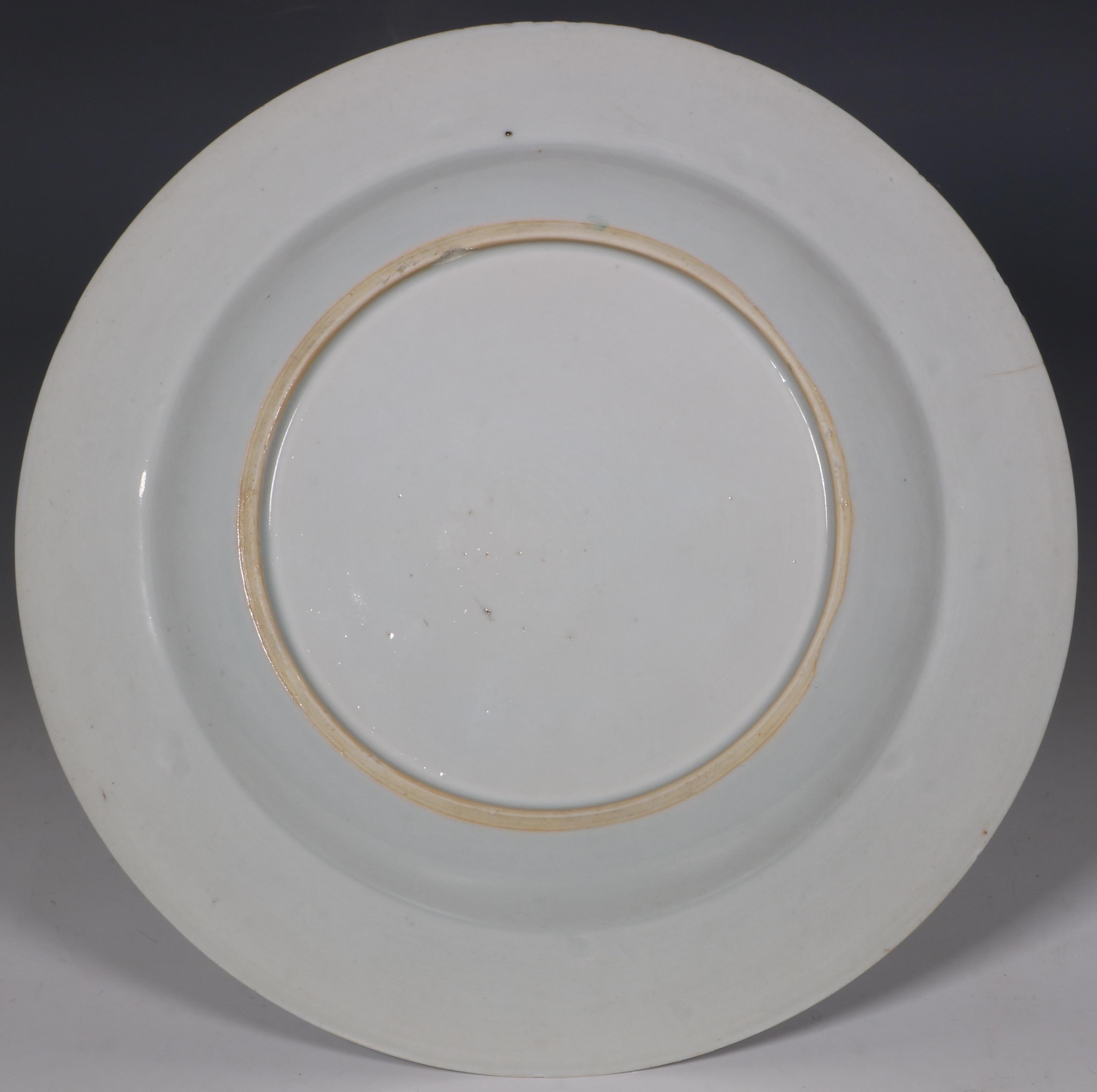 Mid-18th Century Set of Six Polychrome Chinese Export Porcelain Plates Qianlong, circa 1760 For Sale