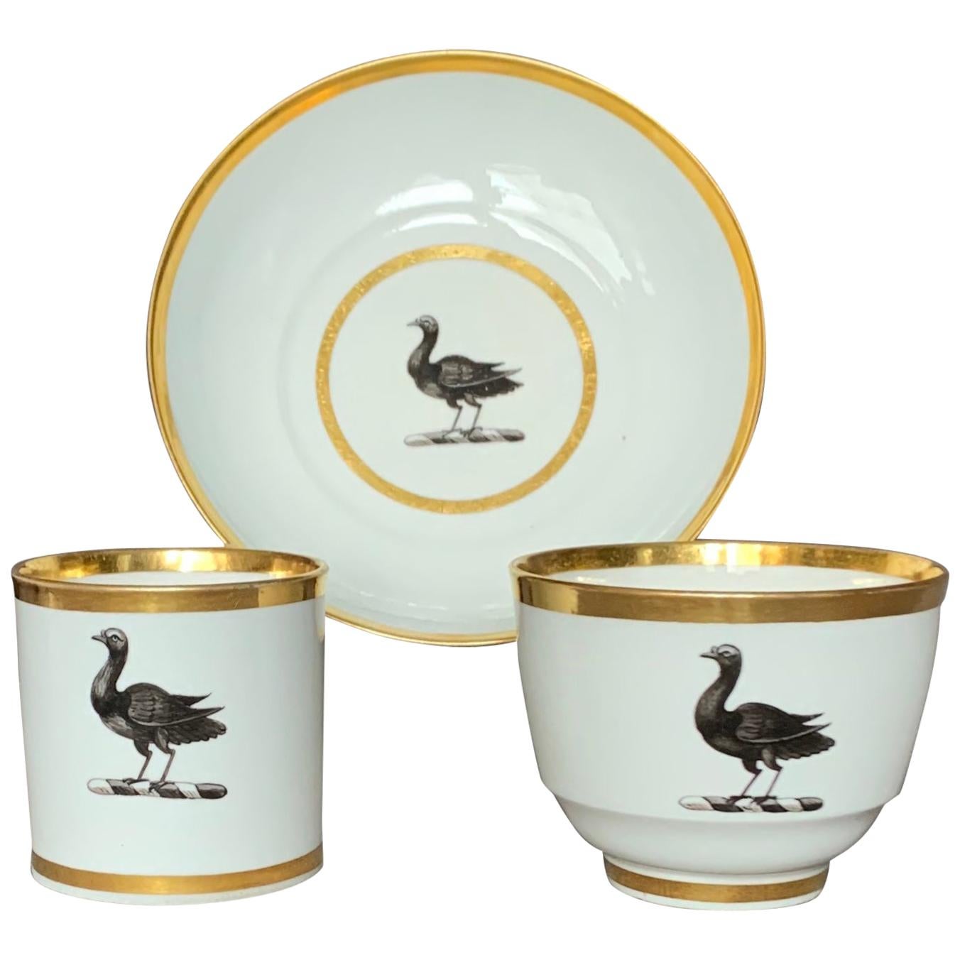 Set of Six Porcelain Bird Teacup Trios