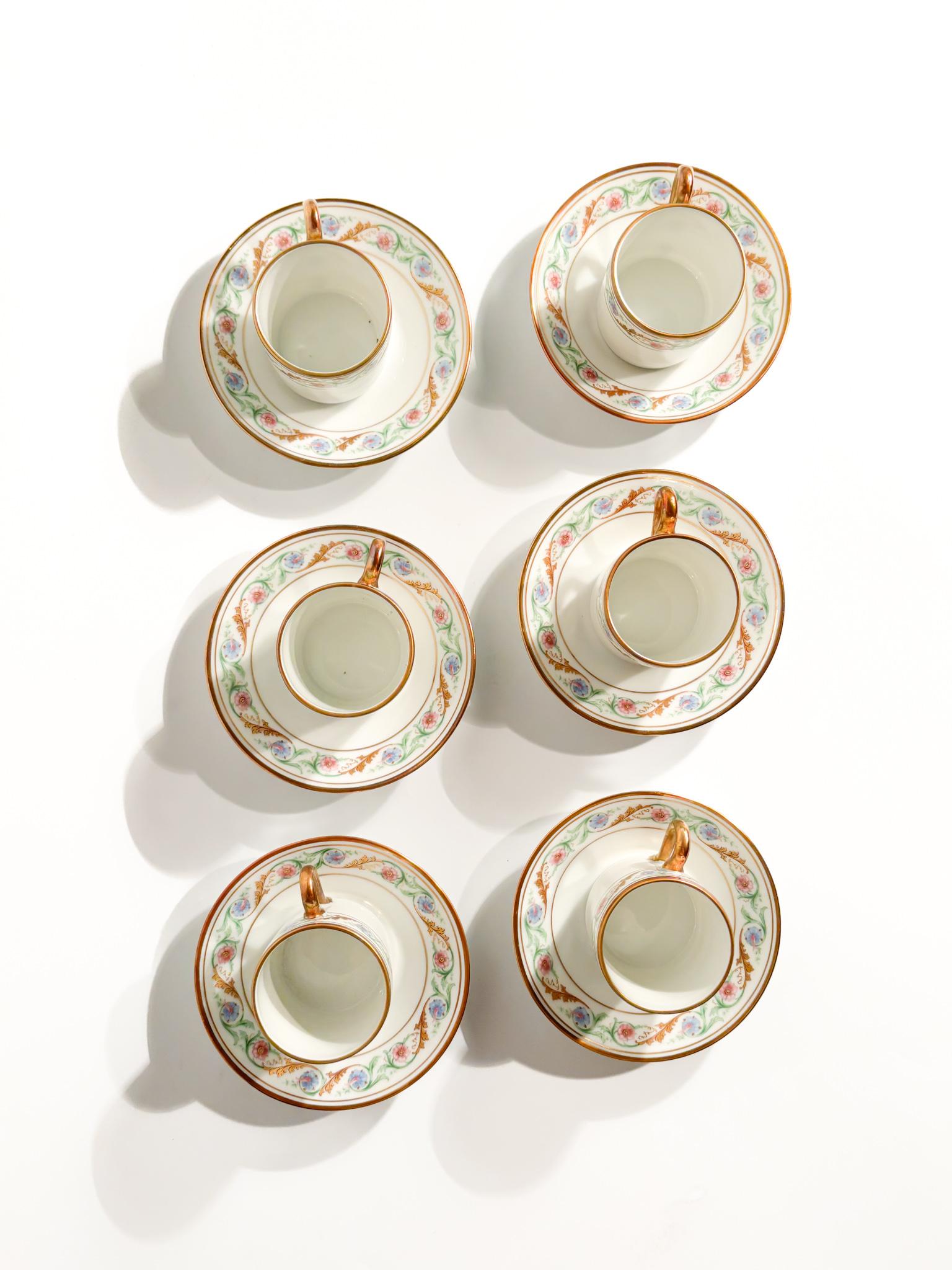 Set of Six Porcelain Coffee Cups by Ginori Doccia Pittoria from the 1940s In Good Condition For Sale In Milano, MI