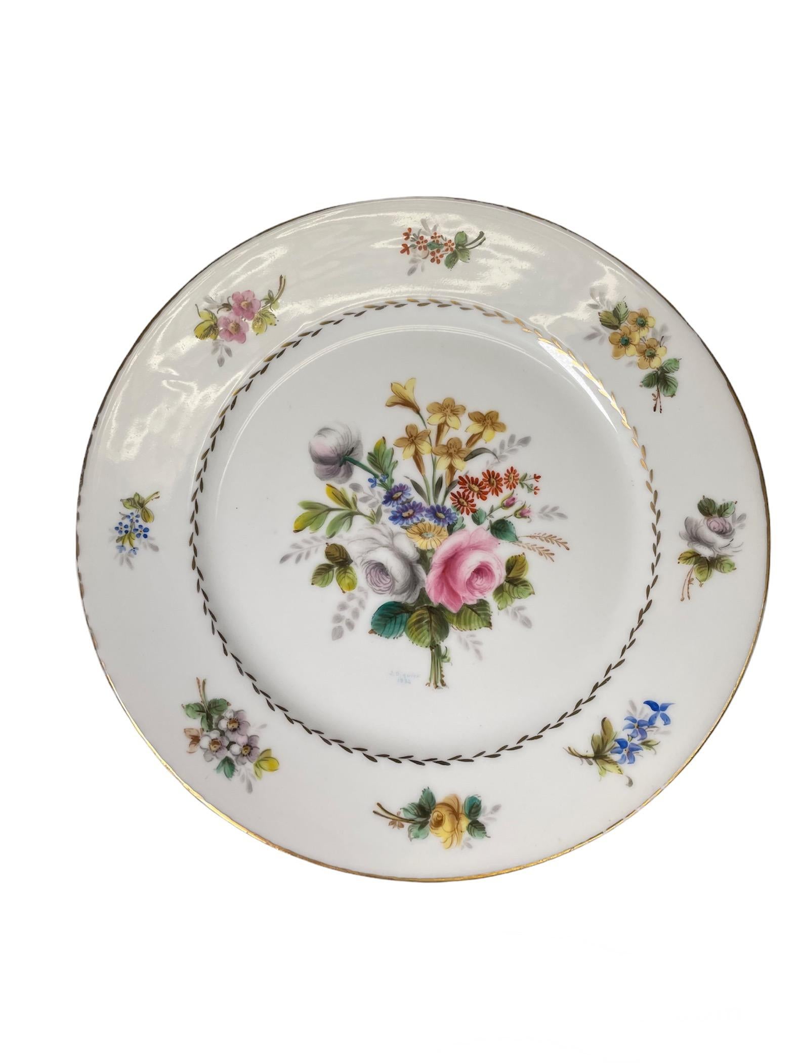 Rococo Set of Six Porcelain Plates from the Collection of the Manoir of Montsalvy For Sale