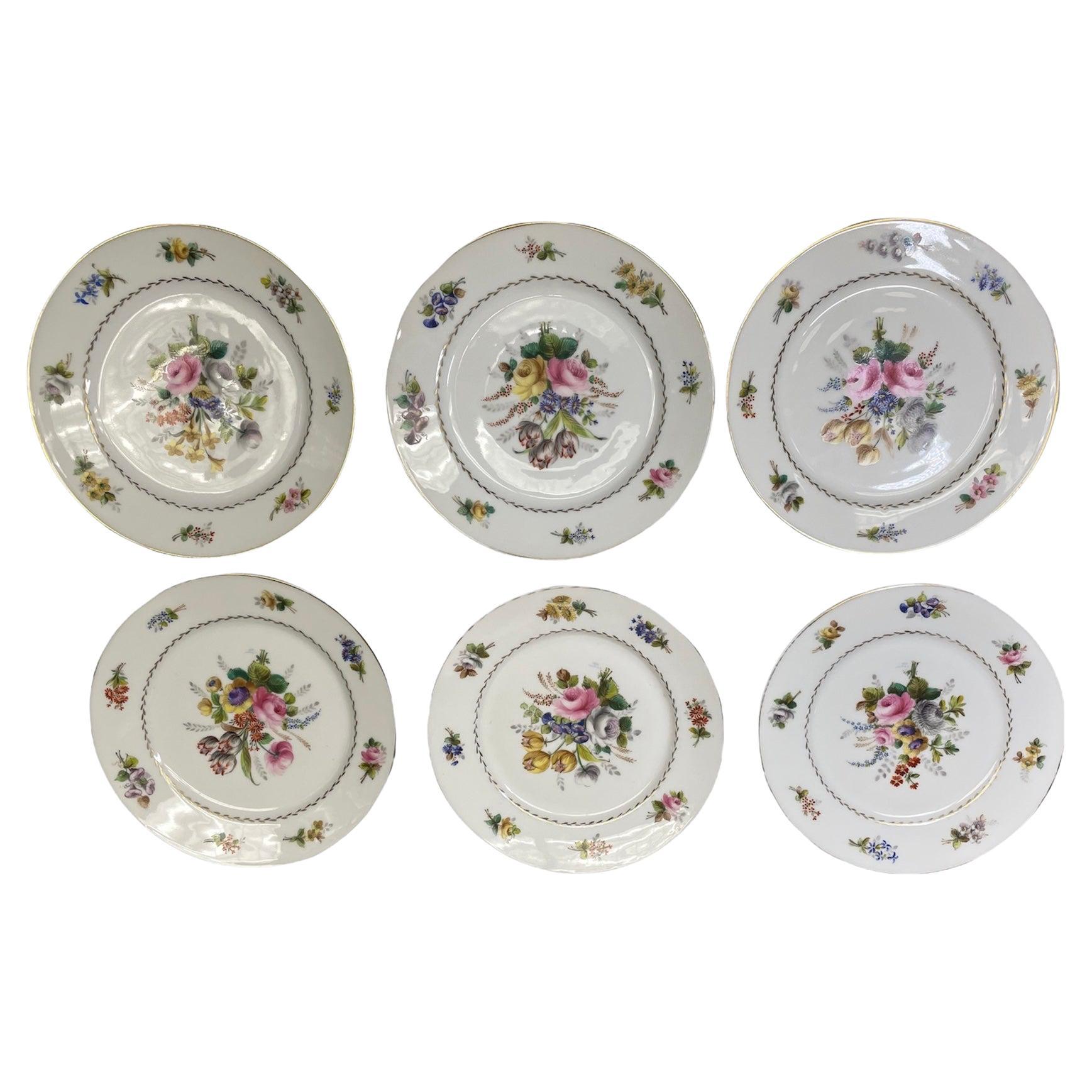 Set of Six Porcelain Plates from the Collection of the Manoir of Montsalvy For Sale