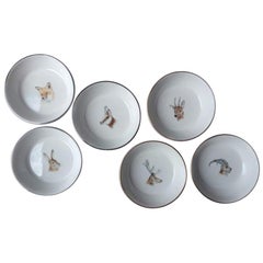 Set of Six Porcelain Plates with Hunting Trophies for Claudia