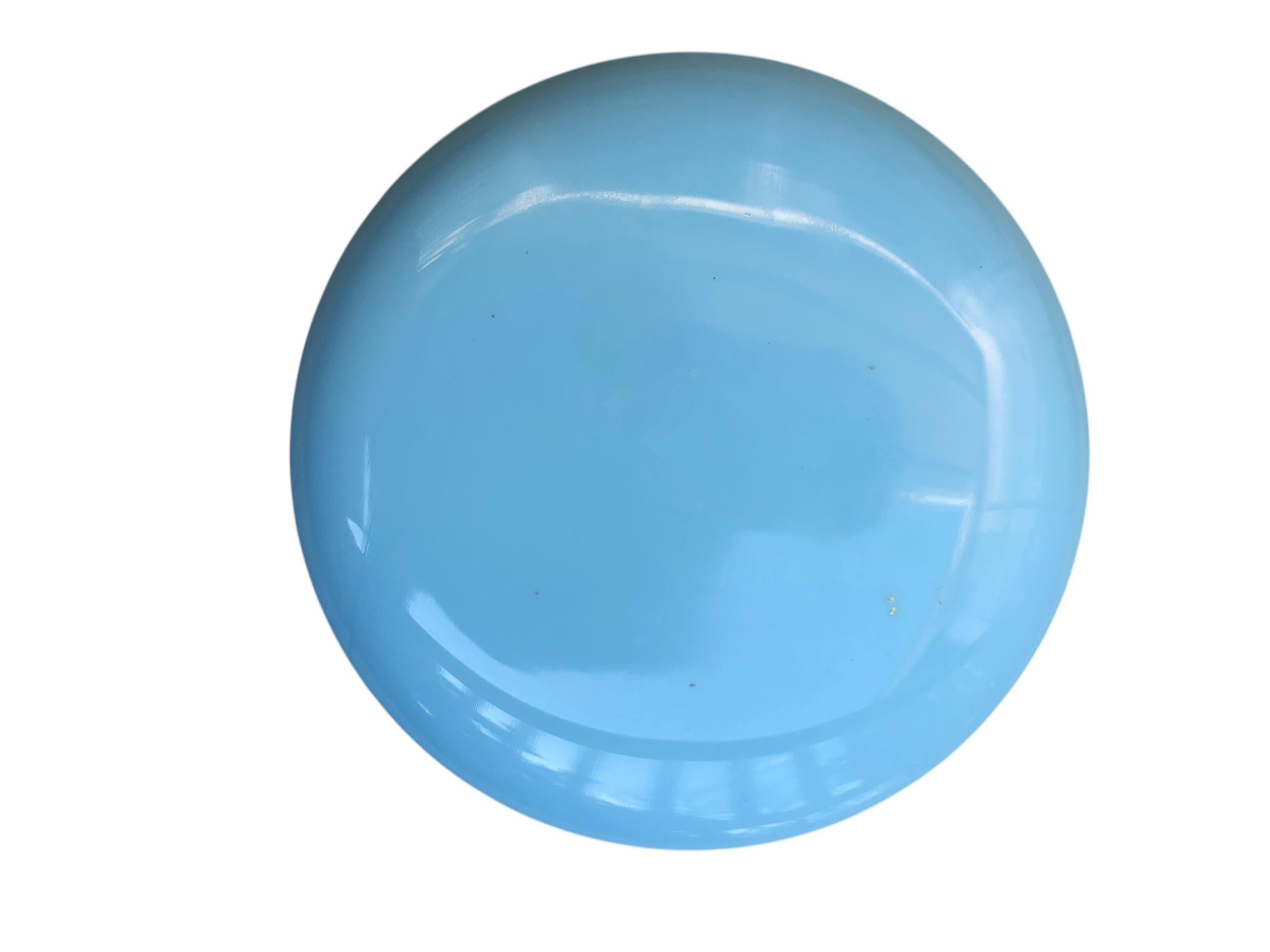 Lote de seis platos de postre Portieux Vallerysthal de opalina azul turquesa mediados del siglo XX en venta