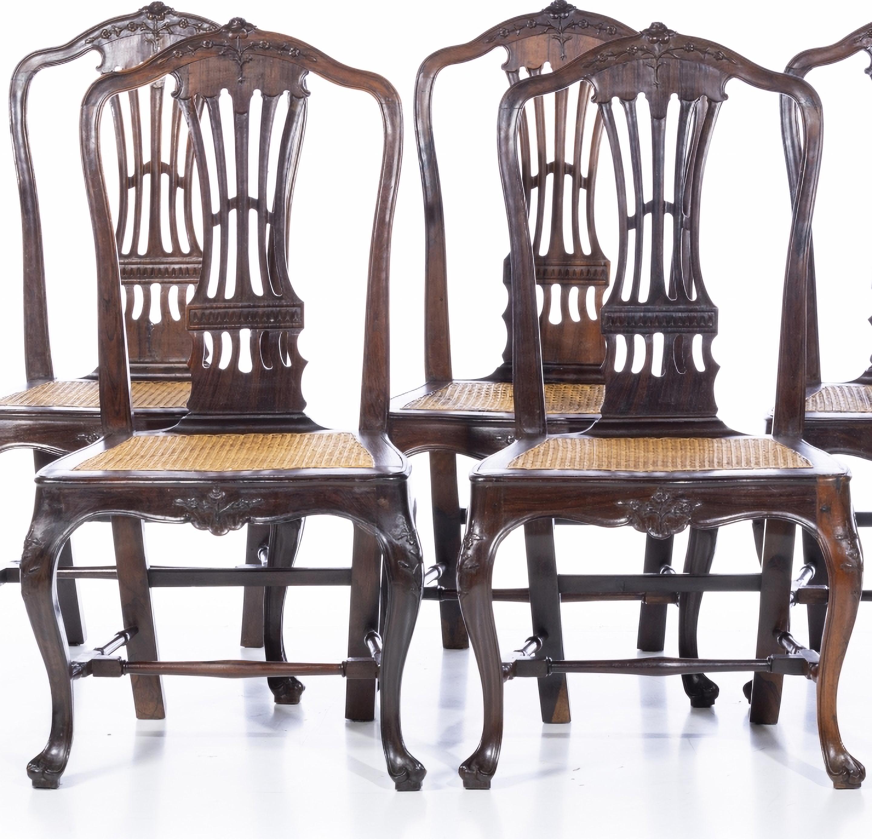 Renaissance SET OF SIX PORTUGUESE CHAIRS  18th Century in Brazilian Rosewood