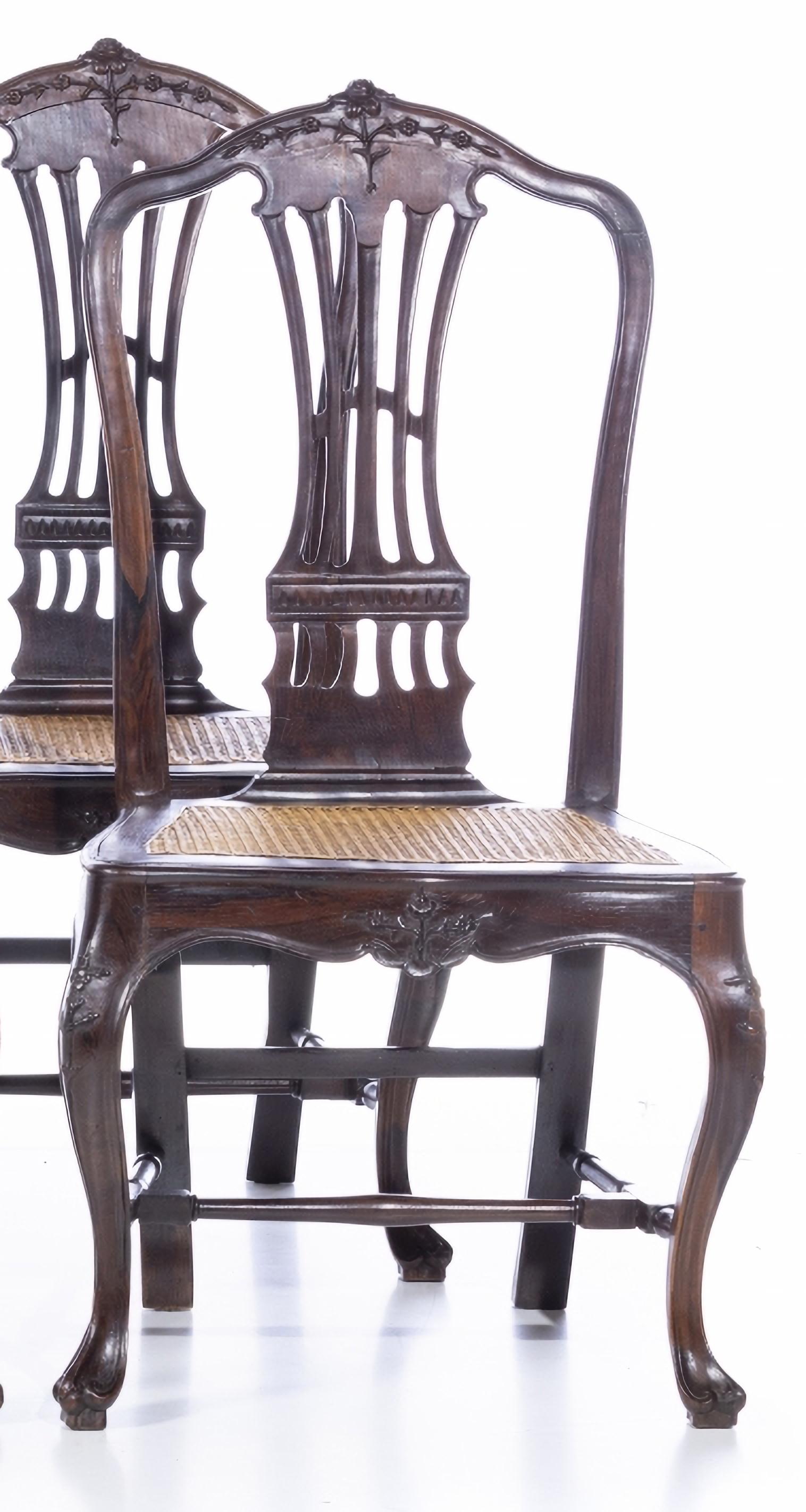 Portuguese SET OF SIX PORTUGUESE CHAIRS  18th Century in Brazilian Rosewood