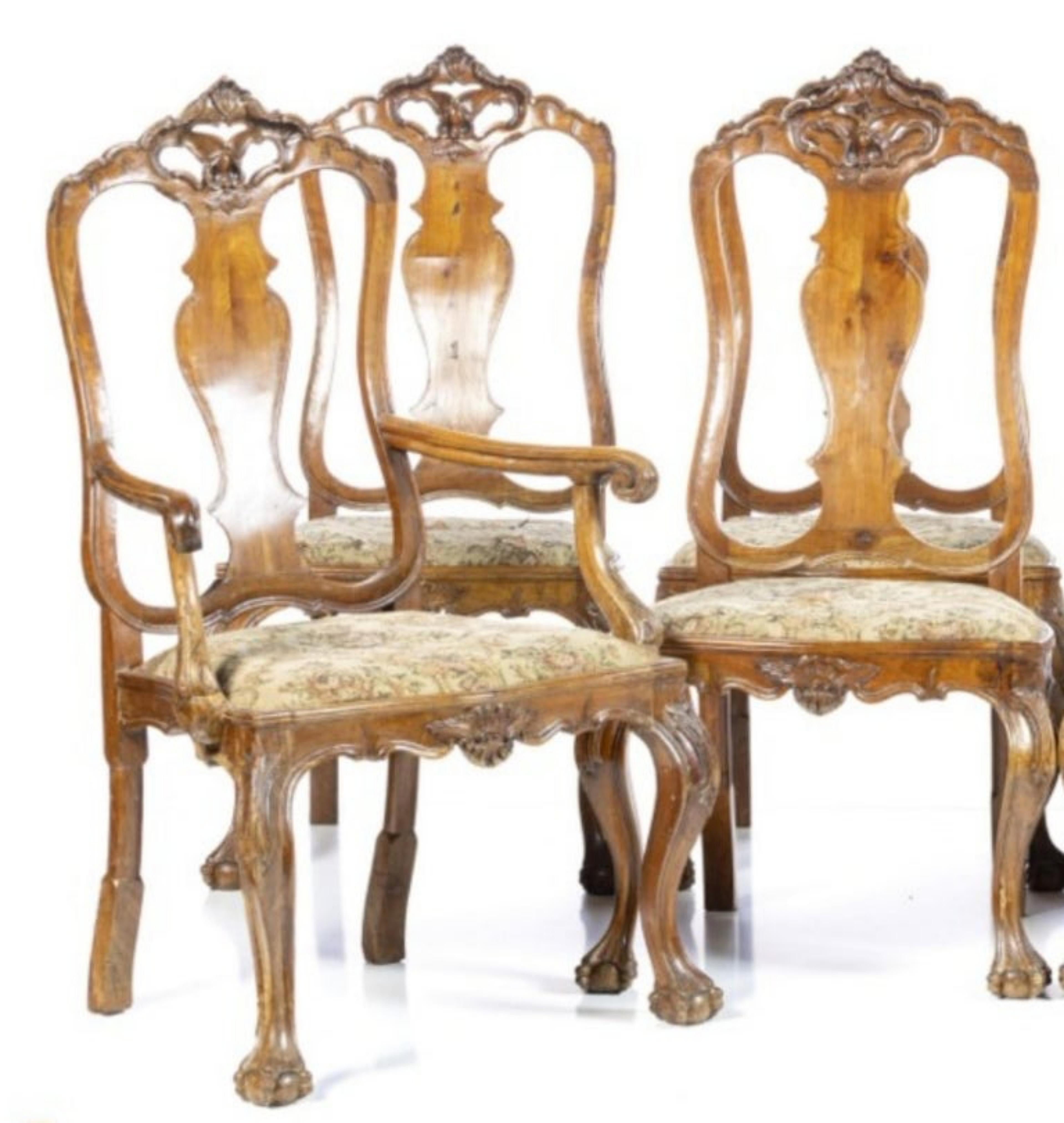 Baroque Set of Six Portuguese Chairs and Two Chairs D. João v of the 18th Century For Sale