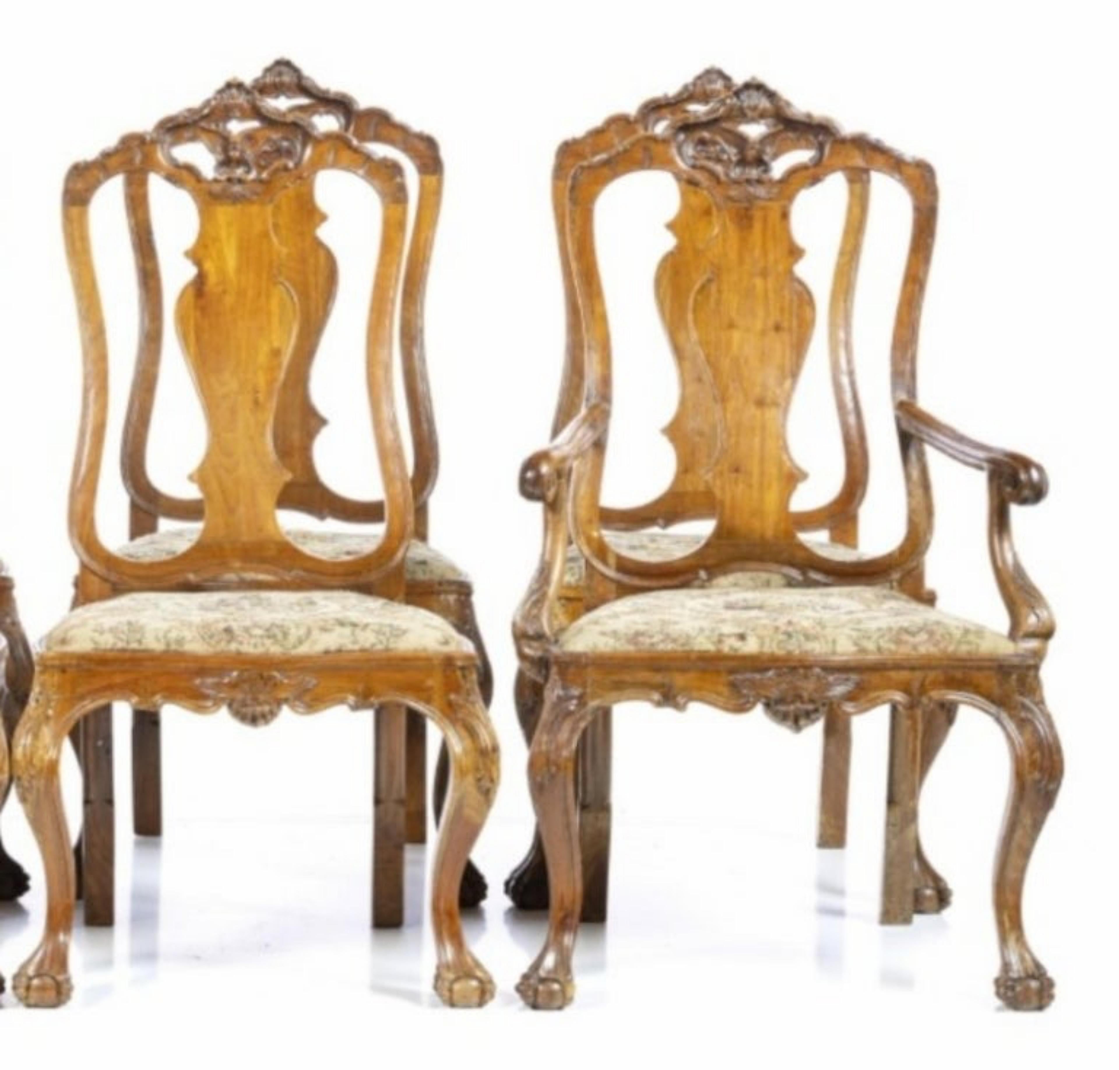 Hand-Crafted Set of Six Portuguese Chairs and Two Chairs D. João v of the 18th Century For Sale