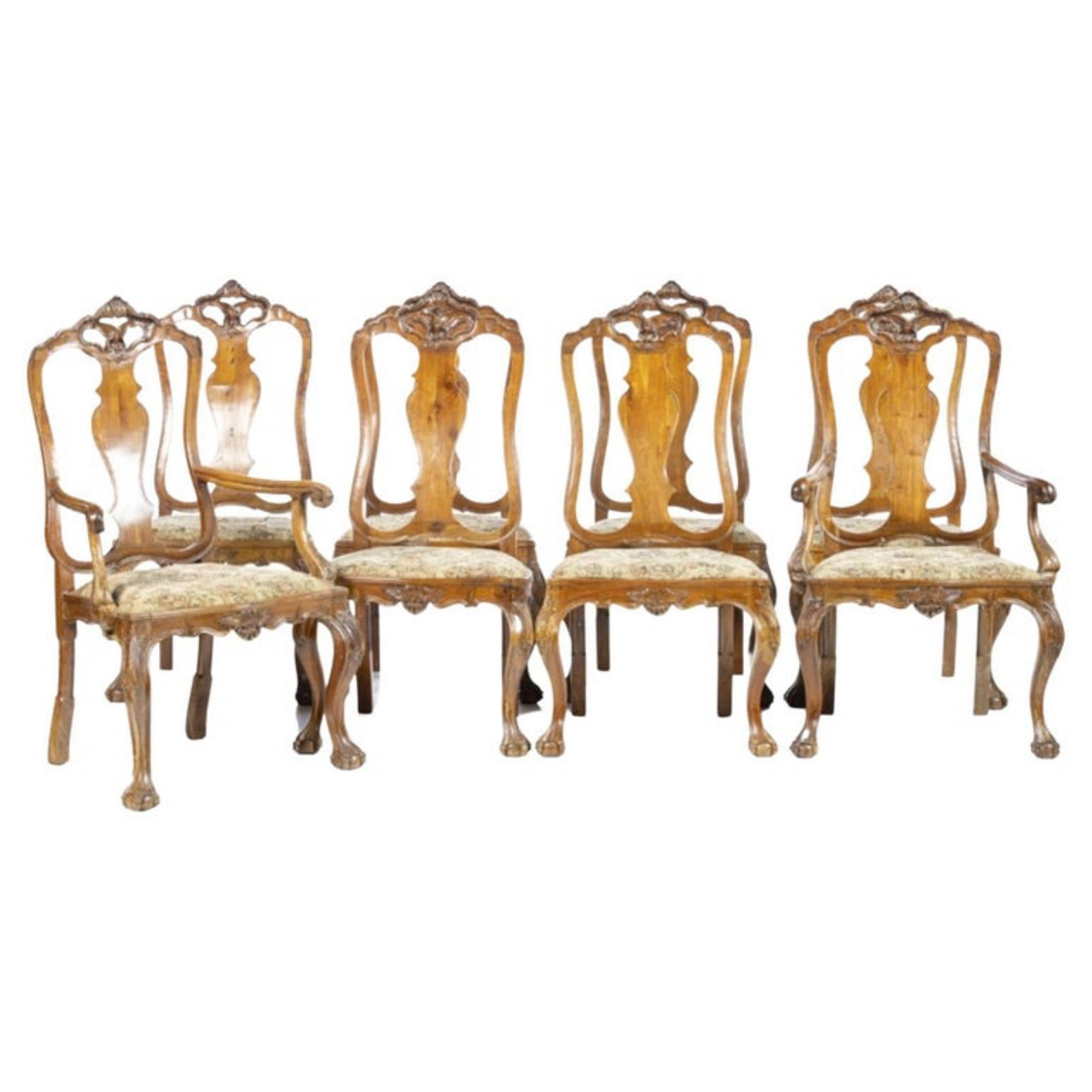 Fait main Ensemble de six chaises portugaises et deux chaises D. João D. I.I. du 18e siècle en vente