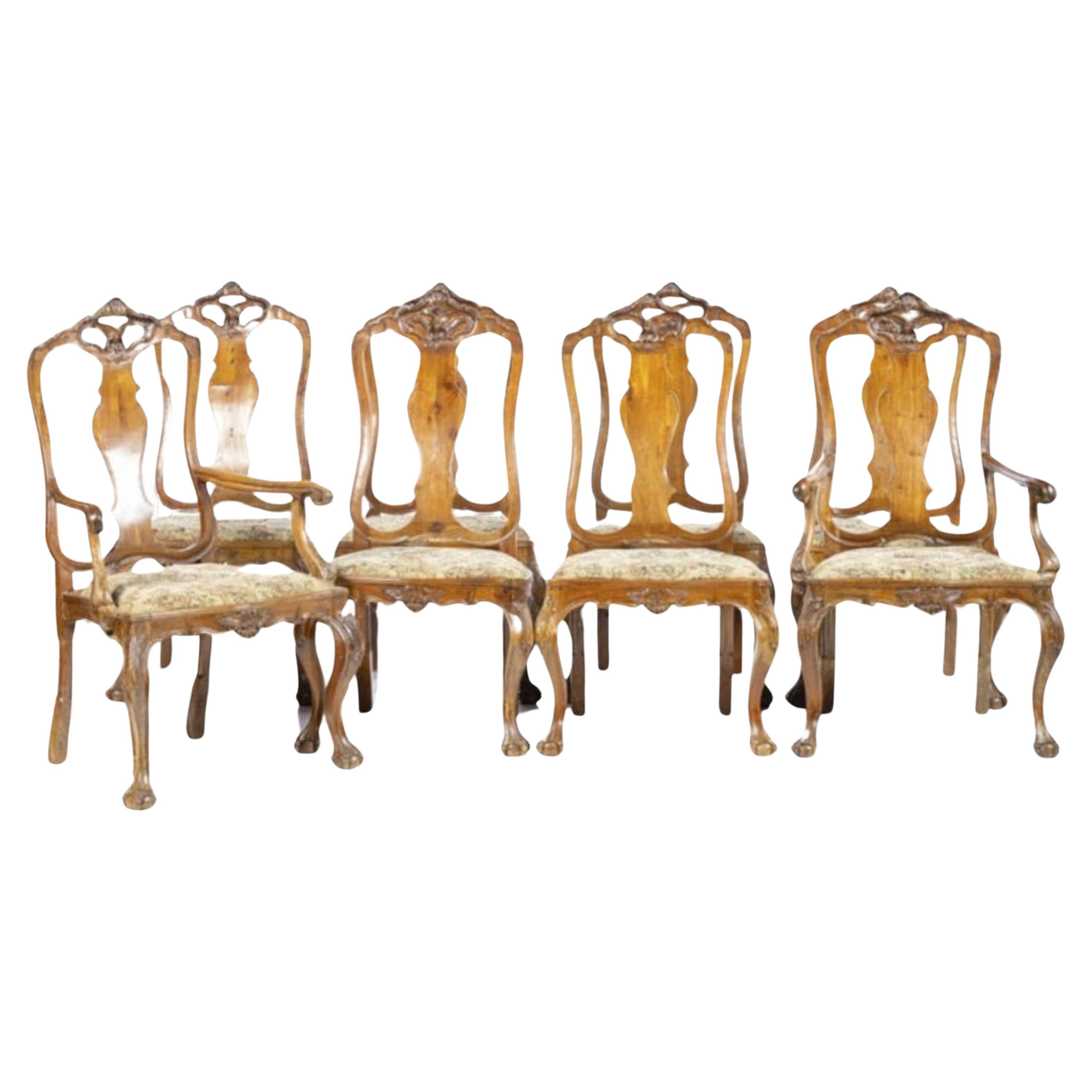 Set of Six Portuguese Chairs and Two Chairs D. João v of the 18th Century For Sale