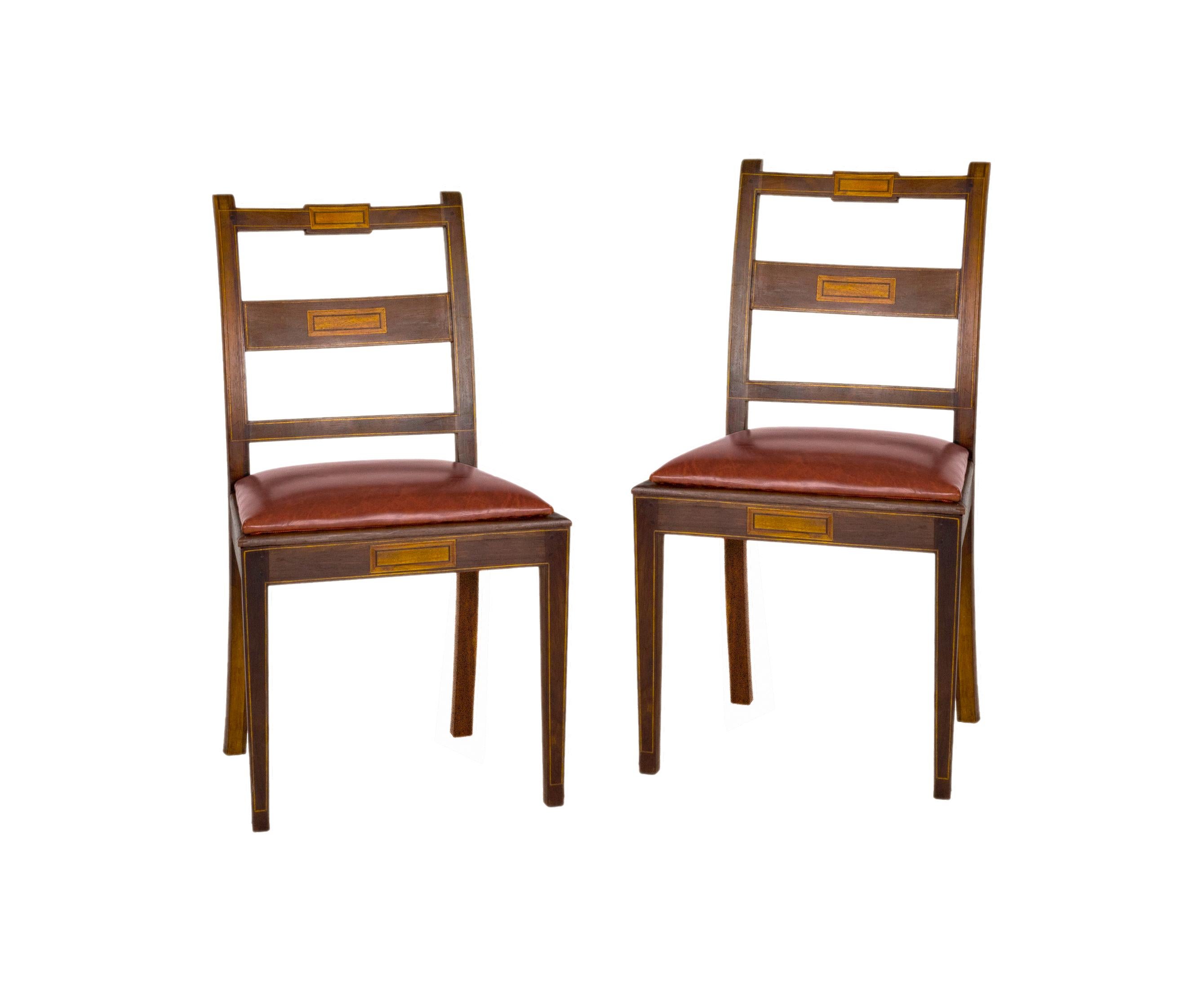 Set of Six Portuguese Chairs, Straw & Leather, 20th Century For Sale 1