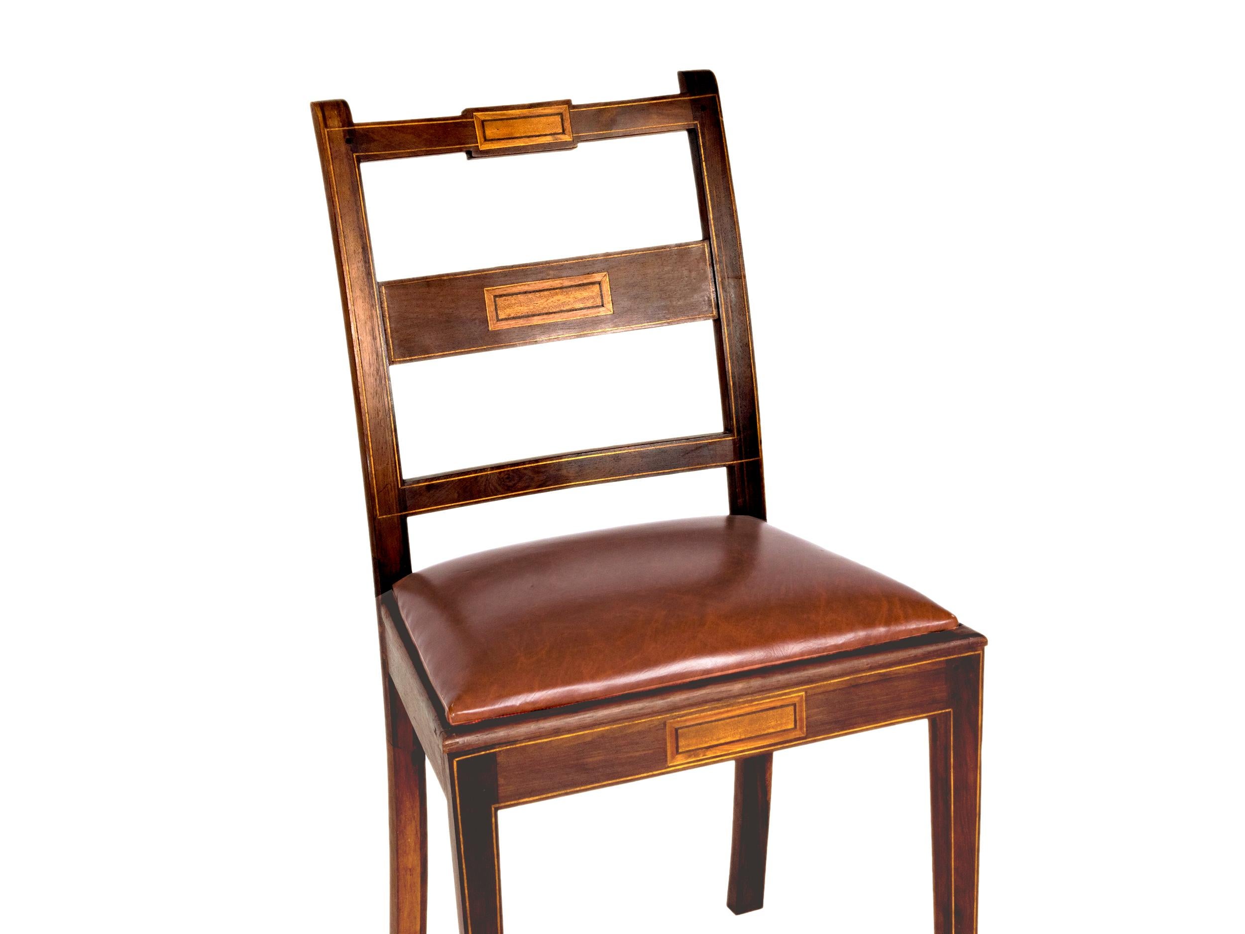 Set of Six Portuguese Chairs, Straw & Leather, 20th Century For Sale 1