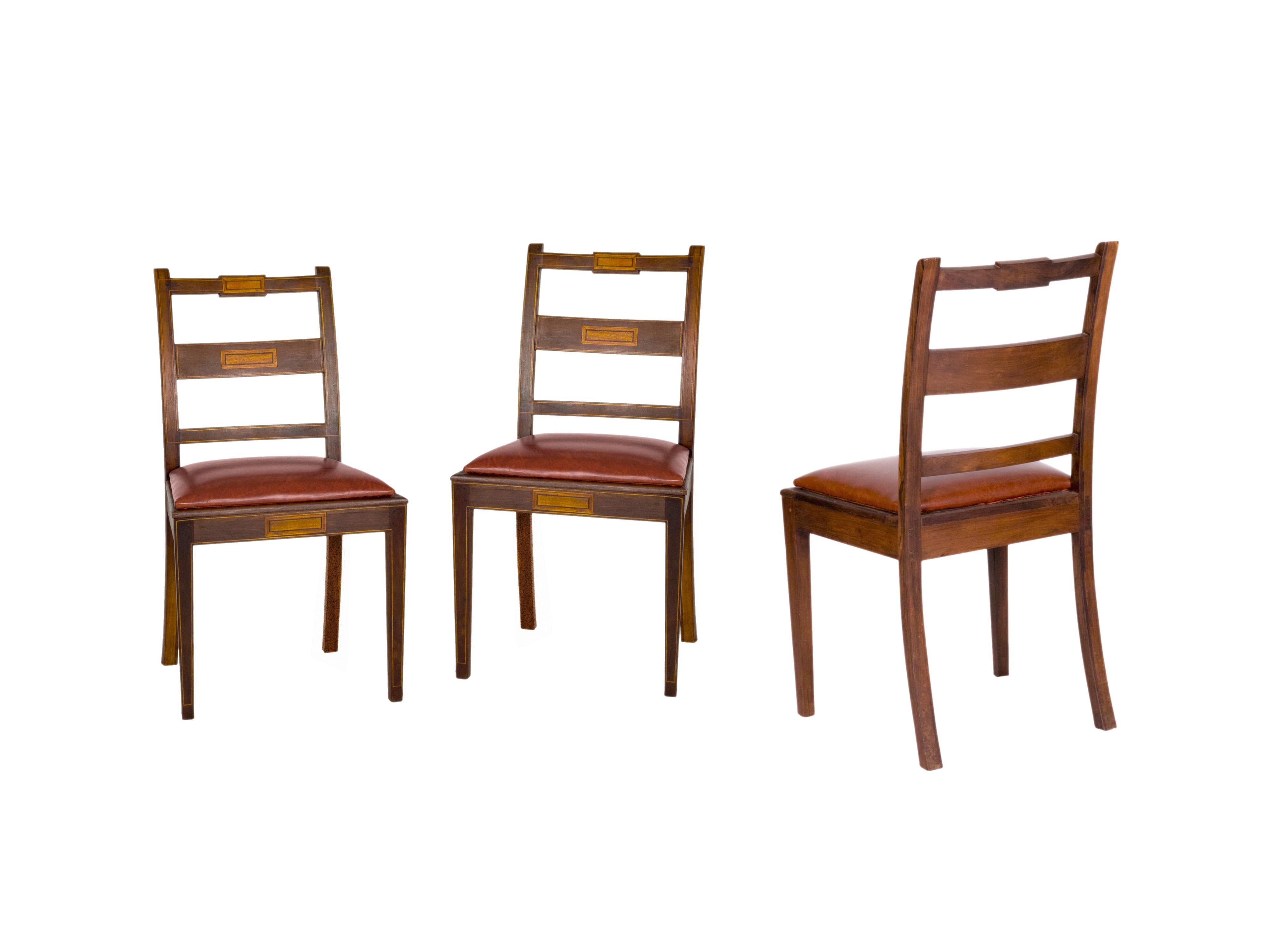 Set of Six Portuguese Chairs, Straw & Leather, 20th Century For Sale 2