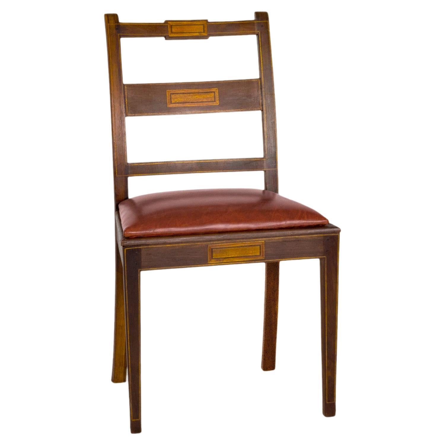Set of Six Portuguese Chairs, Straw & Leather, 20th Century For Sale