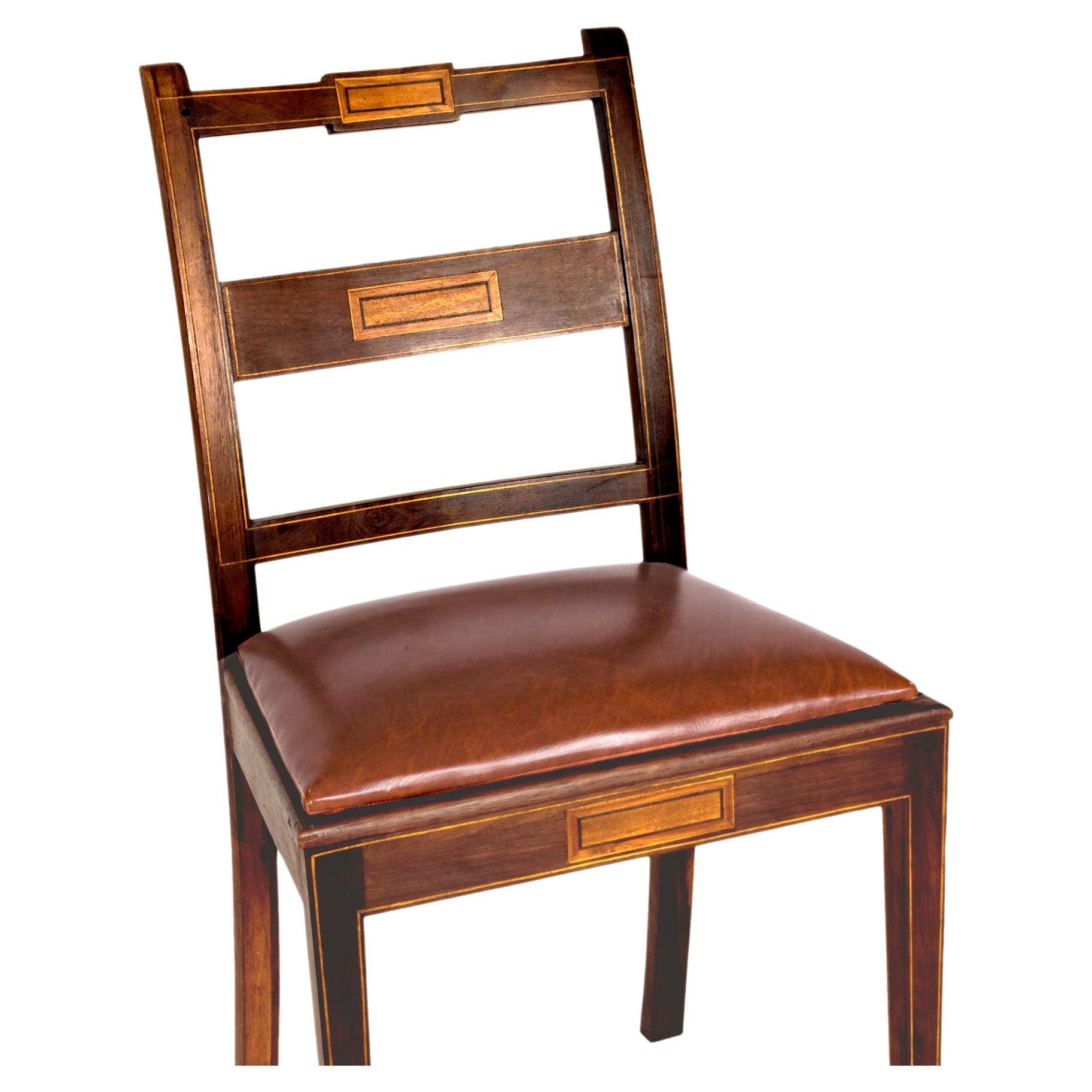 Ensemble de six chaises portugaises, paille et cuir, 20e siècle