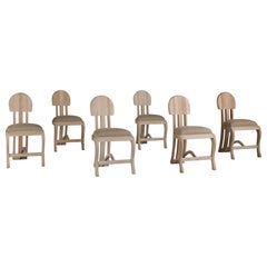 Set of Six Post-Modern Bleached Mahogany Chairs, 1960s Mexico