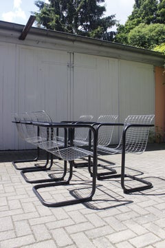 Set of six post-modern chrome wire chairs, Italy 1980s