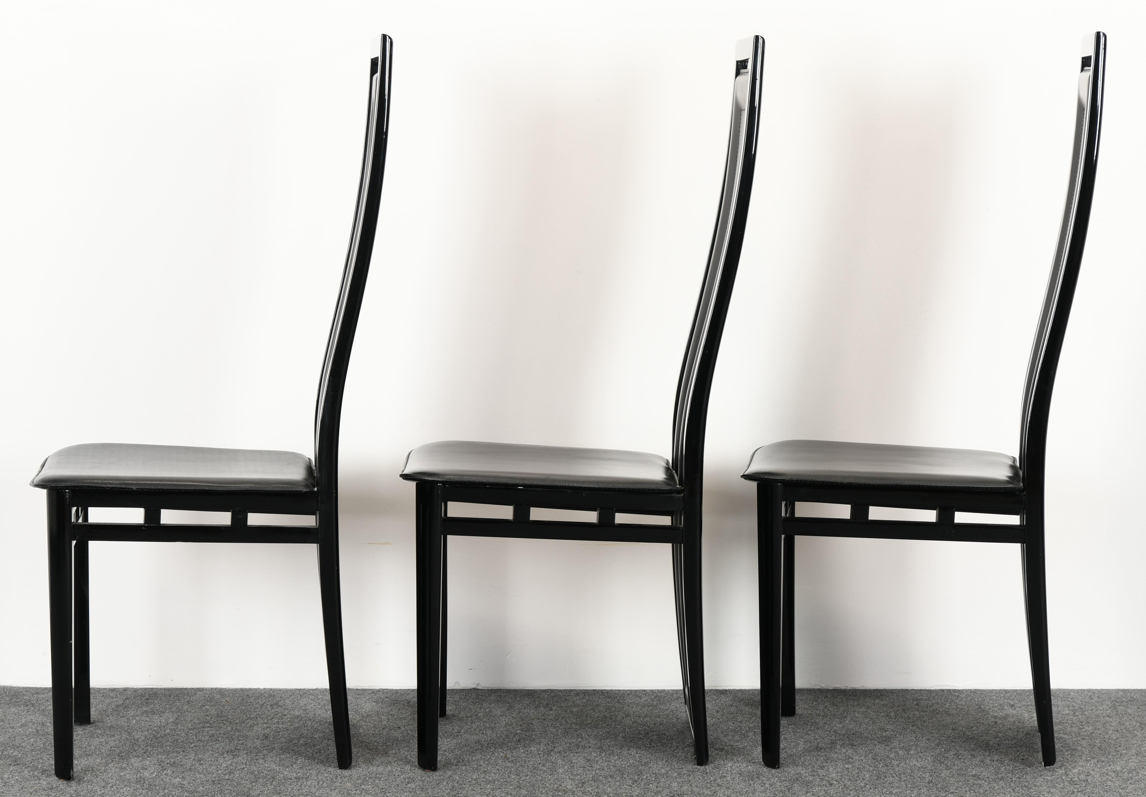 Late 20th Century Set of Six Postmodern Italian Sibau Dining Chairs, 1980s